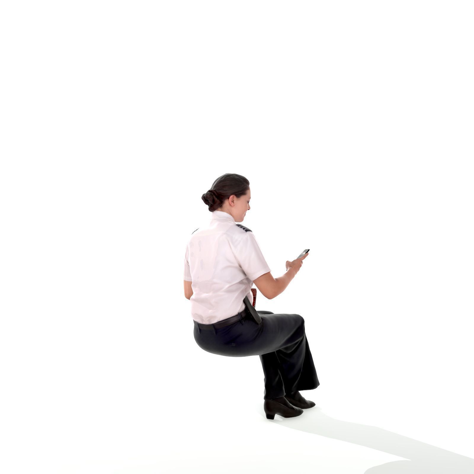 Sitting Woman with Uniform Holding Phone CWom0220-HD2-O02P01-S 3D model_10