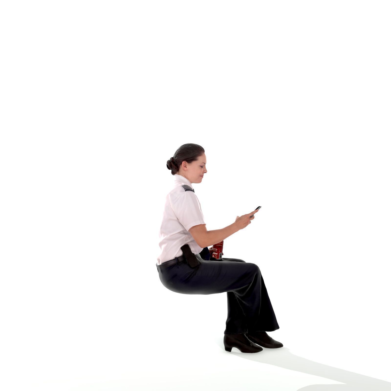 Sitting Woman with Uniform Holding Phone CWom0220-HD2-O02P01-S 3D model_7