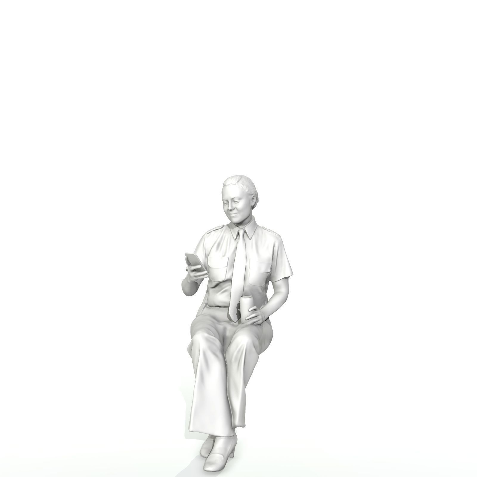 Sitting Woman with Uniform Holding Phone CWom0220-HD2-O02P01-S 3D model_67