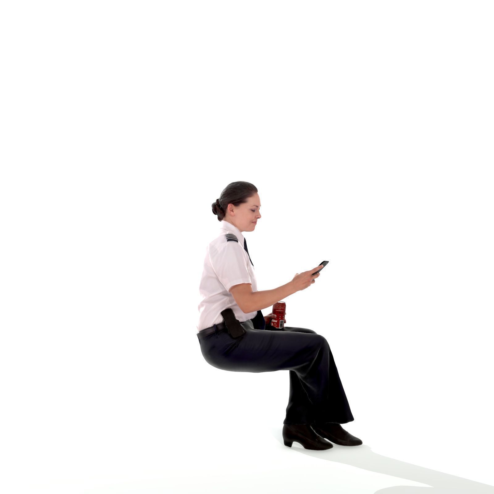 Sitting Woman with Uniform Holding Phone CWom0220-HD2-O02P01-S 3D model_6
