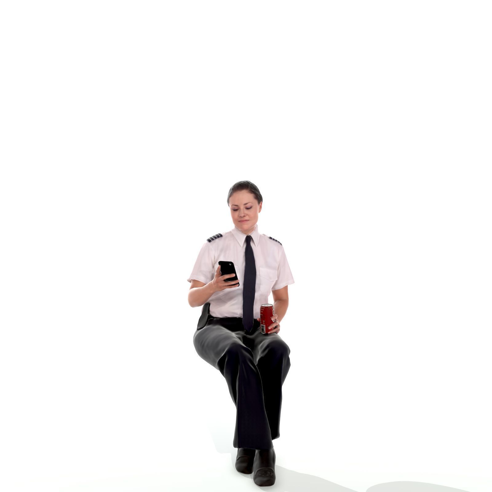 Sitting Woman with Uniform Holding Phone CWom0220-HD2-O02P01-S 3D model_34