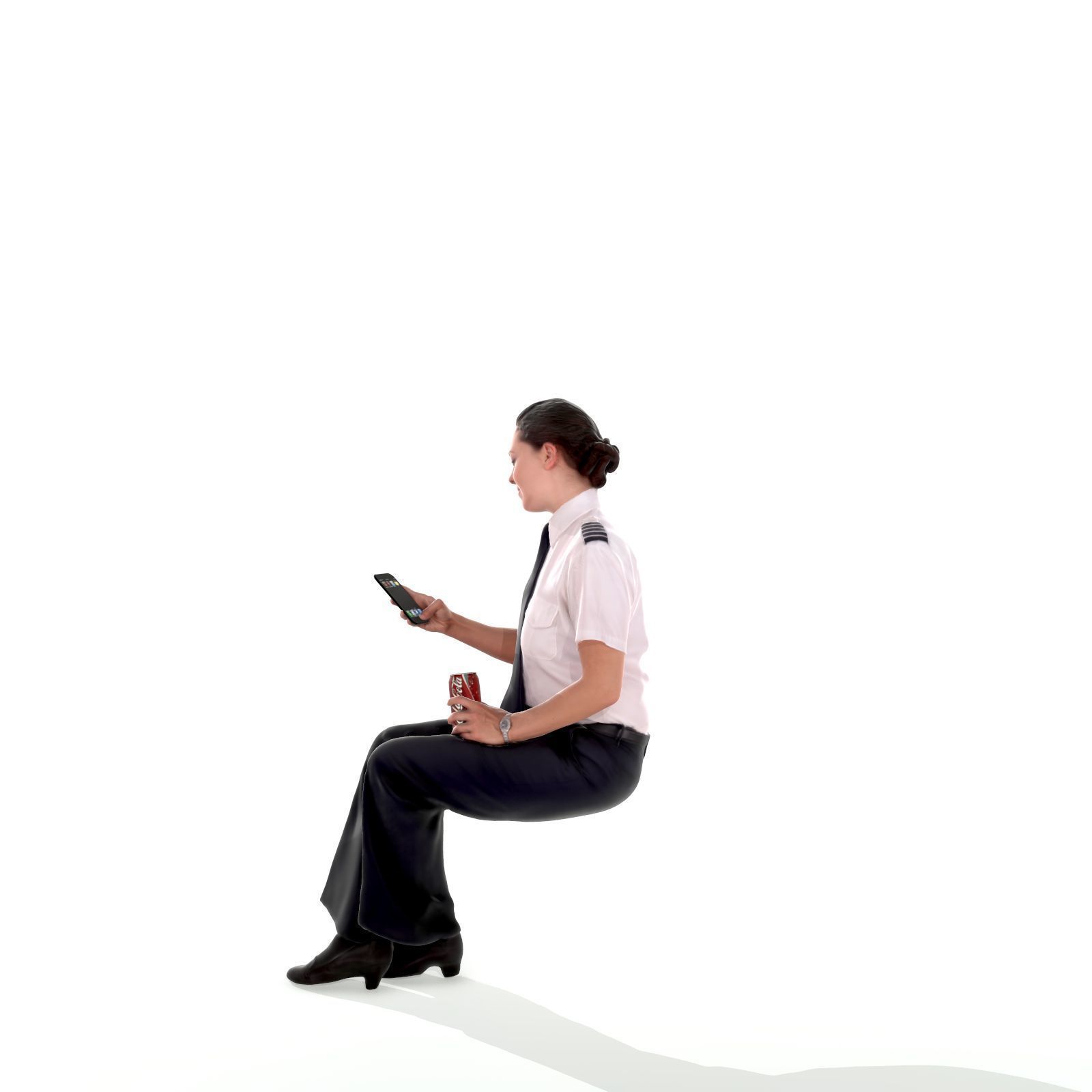 Sitting Woman with Uniform Holding Phone CWom0220-HD2-O02P01-S 3D model_24