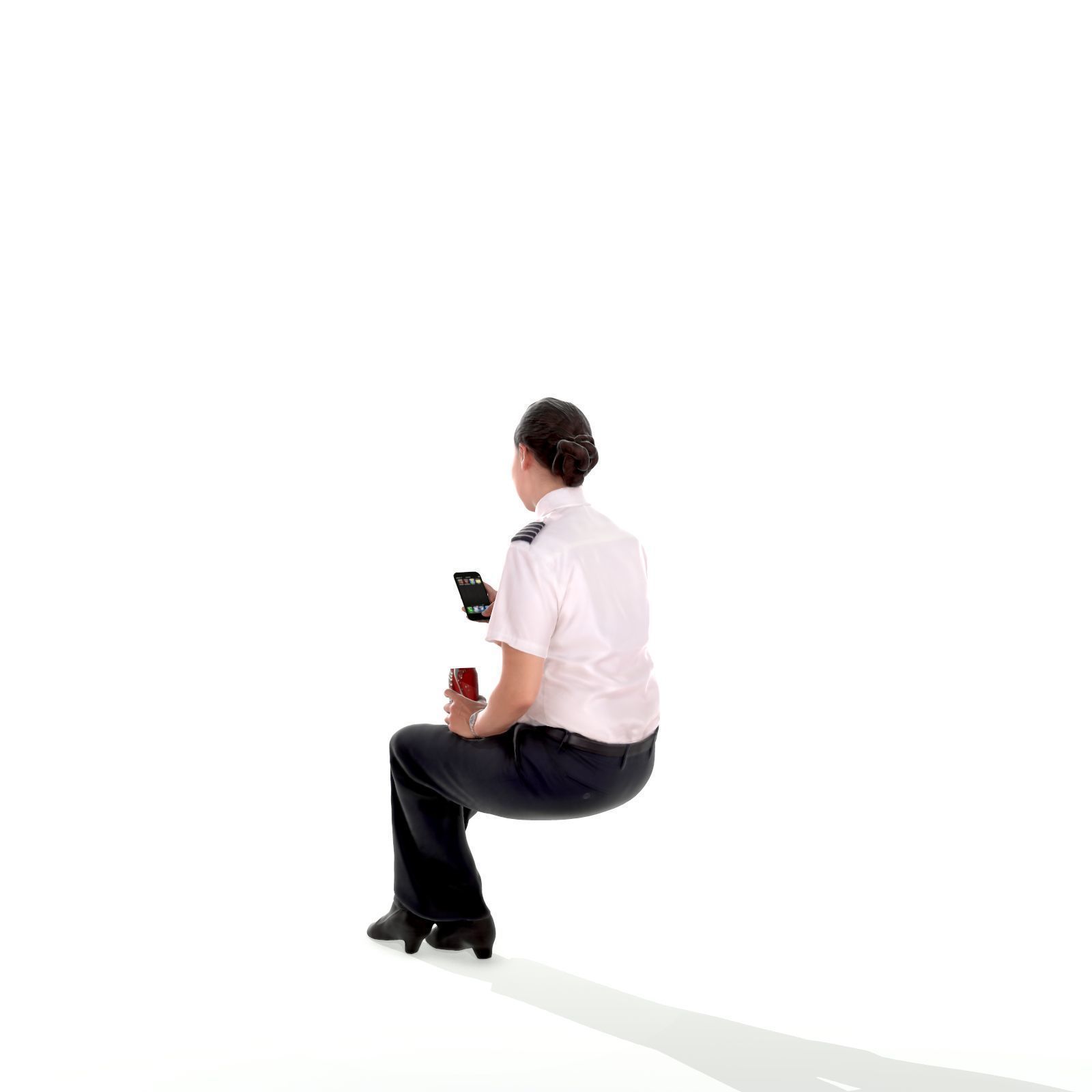Sitting Woman with Uniform Holding Phone CWom0220-HD2-O02P01-S 3D model_20