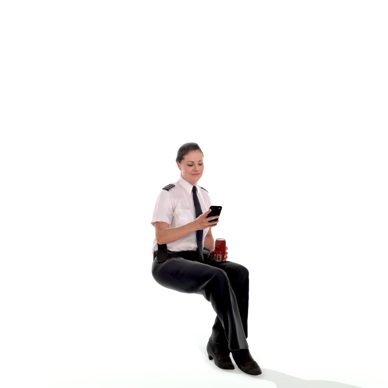 Sitting Woman with Uniform Holding Phone CWom0220-HD2-O02P01-S 3D model_1