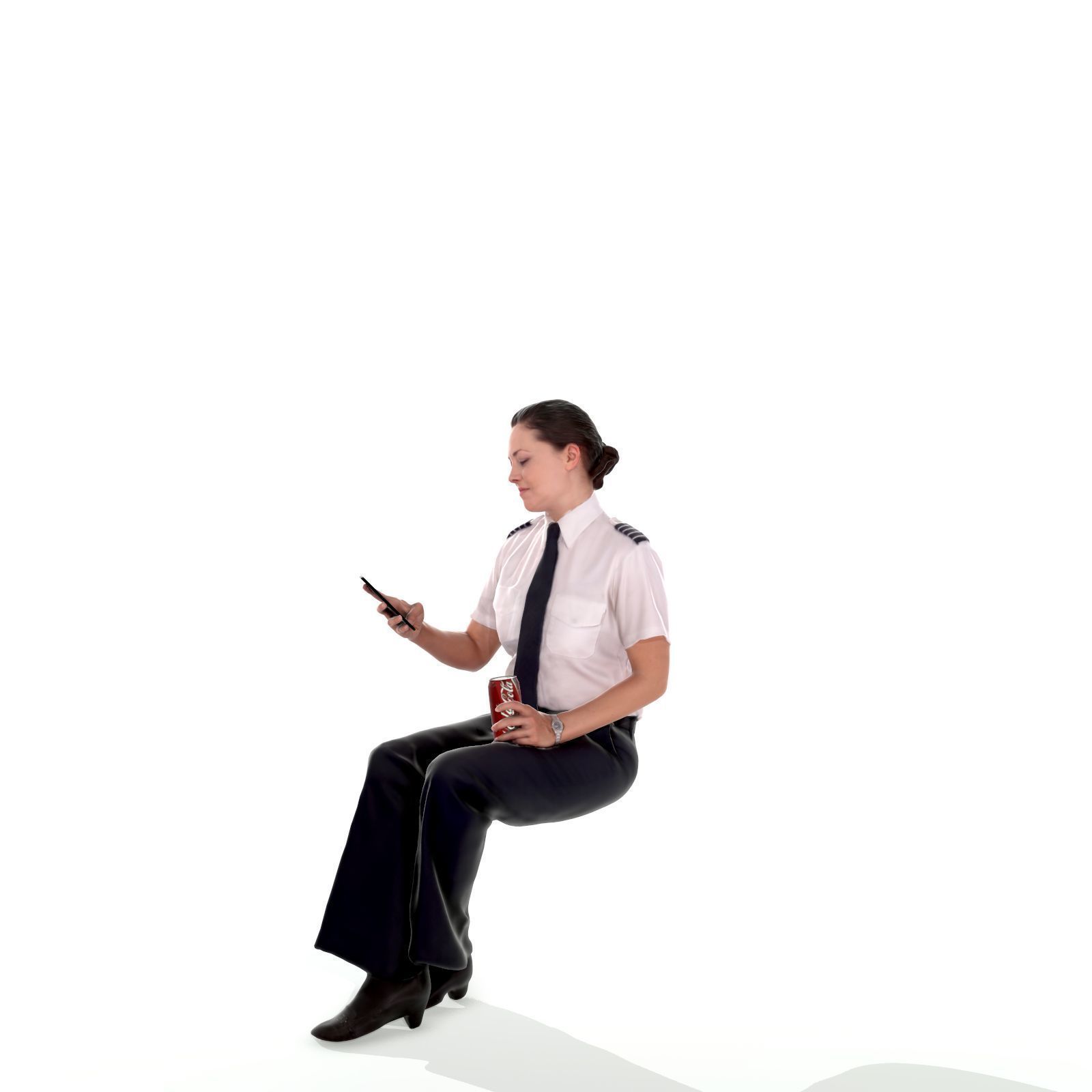 Sitting Woman with Uniform Holding Phone CWom0220-HD2-O02P01-S 3D model_28