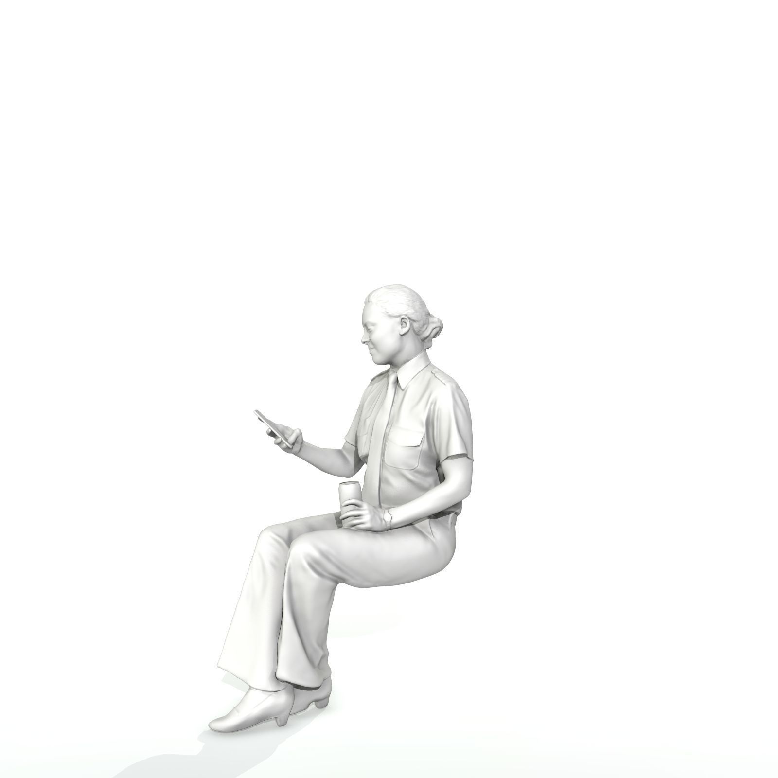 Sitting Woman with Uniform Holding Phone CWom0220-HD2-O02P01-S 3D model_62