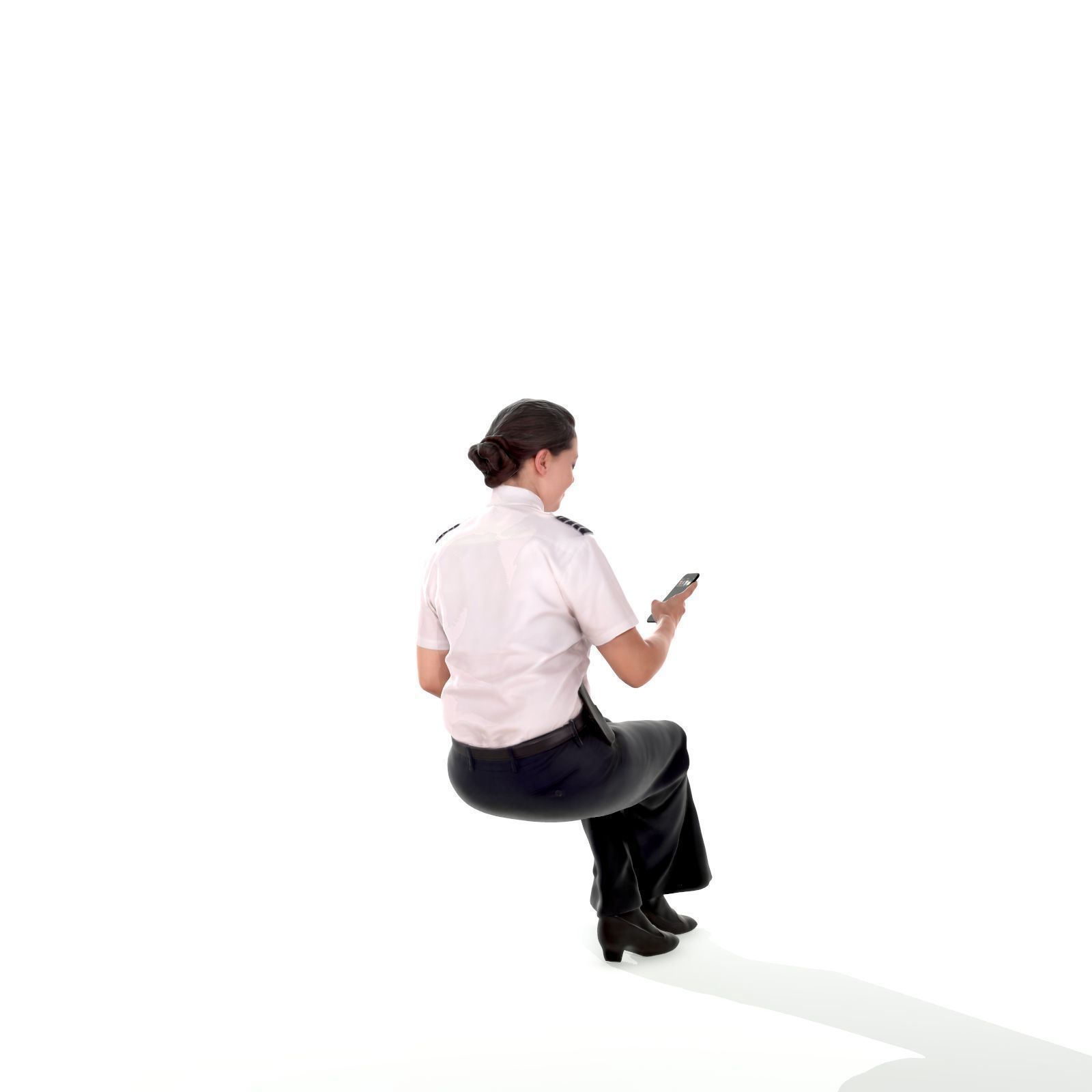 Sitting Woman with Uniform Holding Phone CWom0220-HD2-O02P01-S 3D model_11