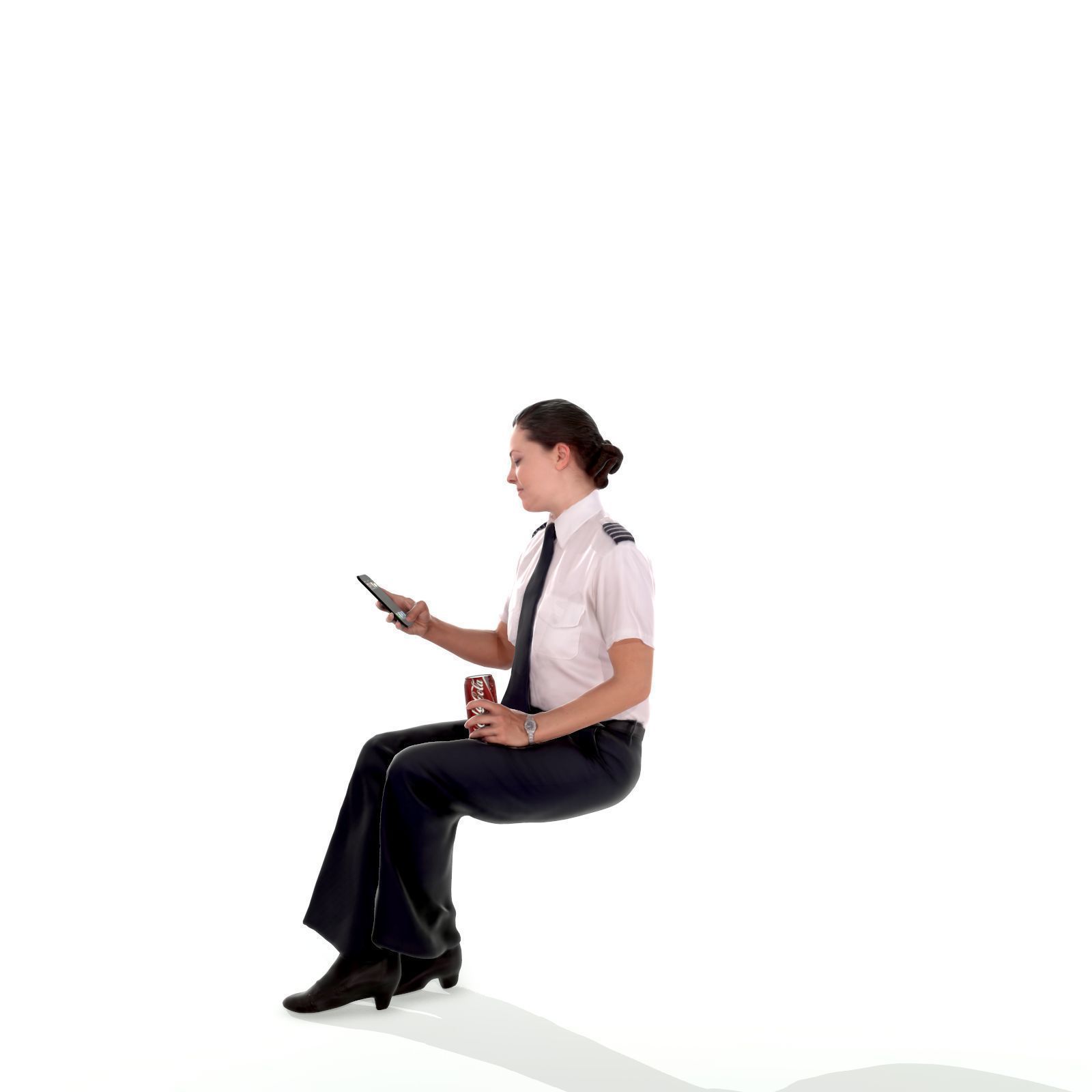 Sitting Woman with Uniform Holding Phone CWom0220-HD2-O02P01-S 3D model_26
