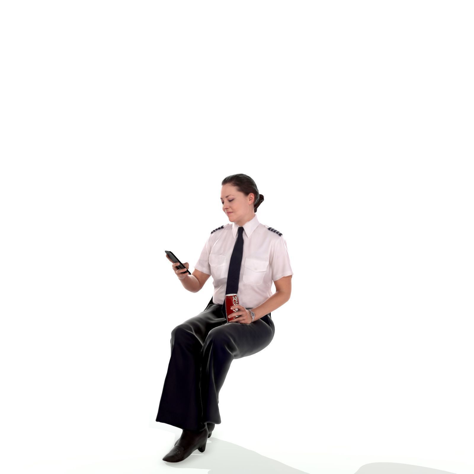 Sitting Woman with Uniform Holding Phone CWom0220-HD2-O02P01-S 3D model_30