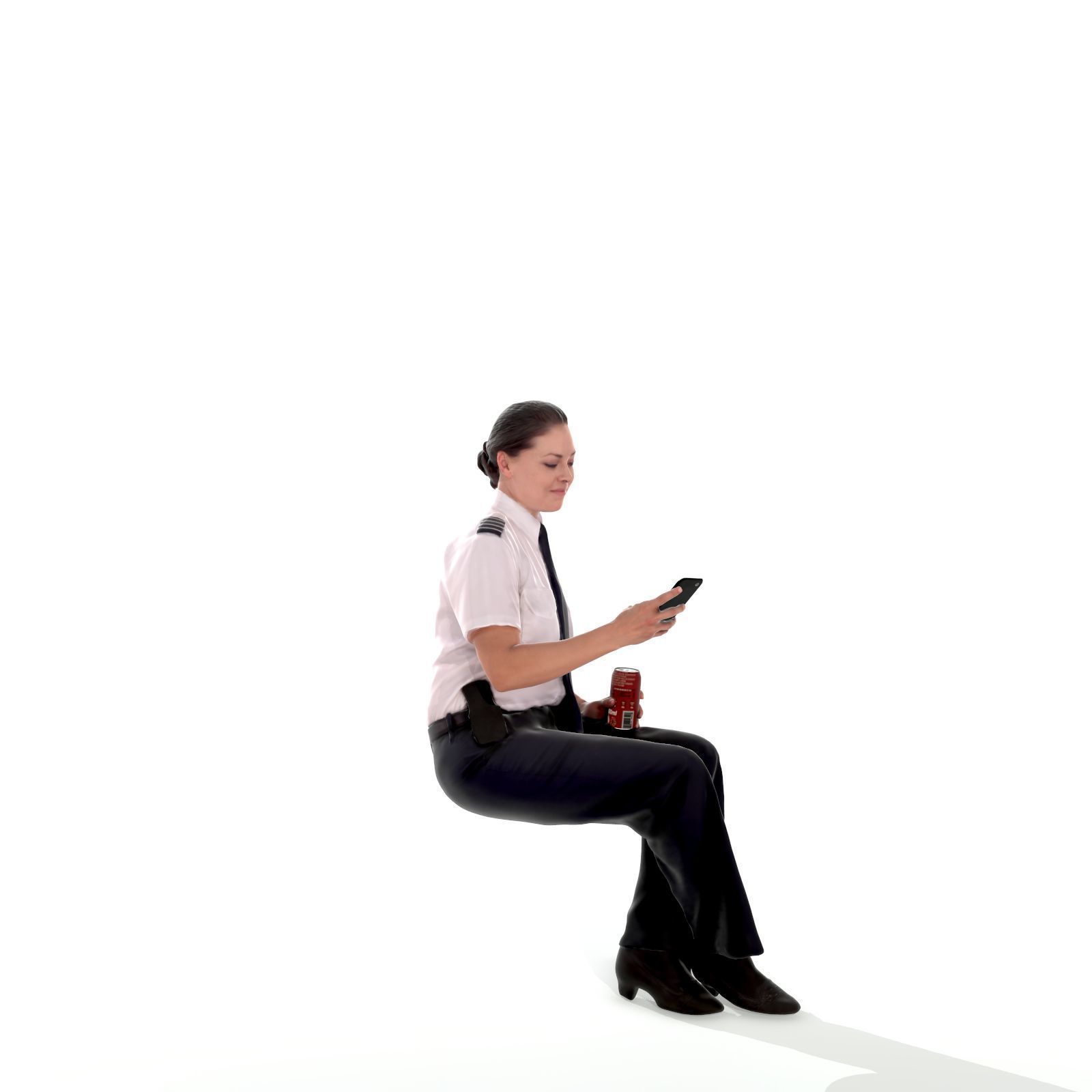 Sitting Woman with Uniform Holding Phone CWom0220-HD2-O02P01-S 3D model_4