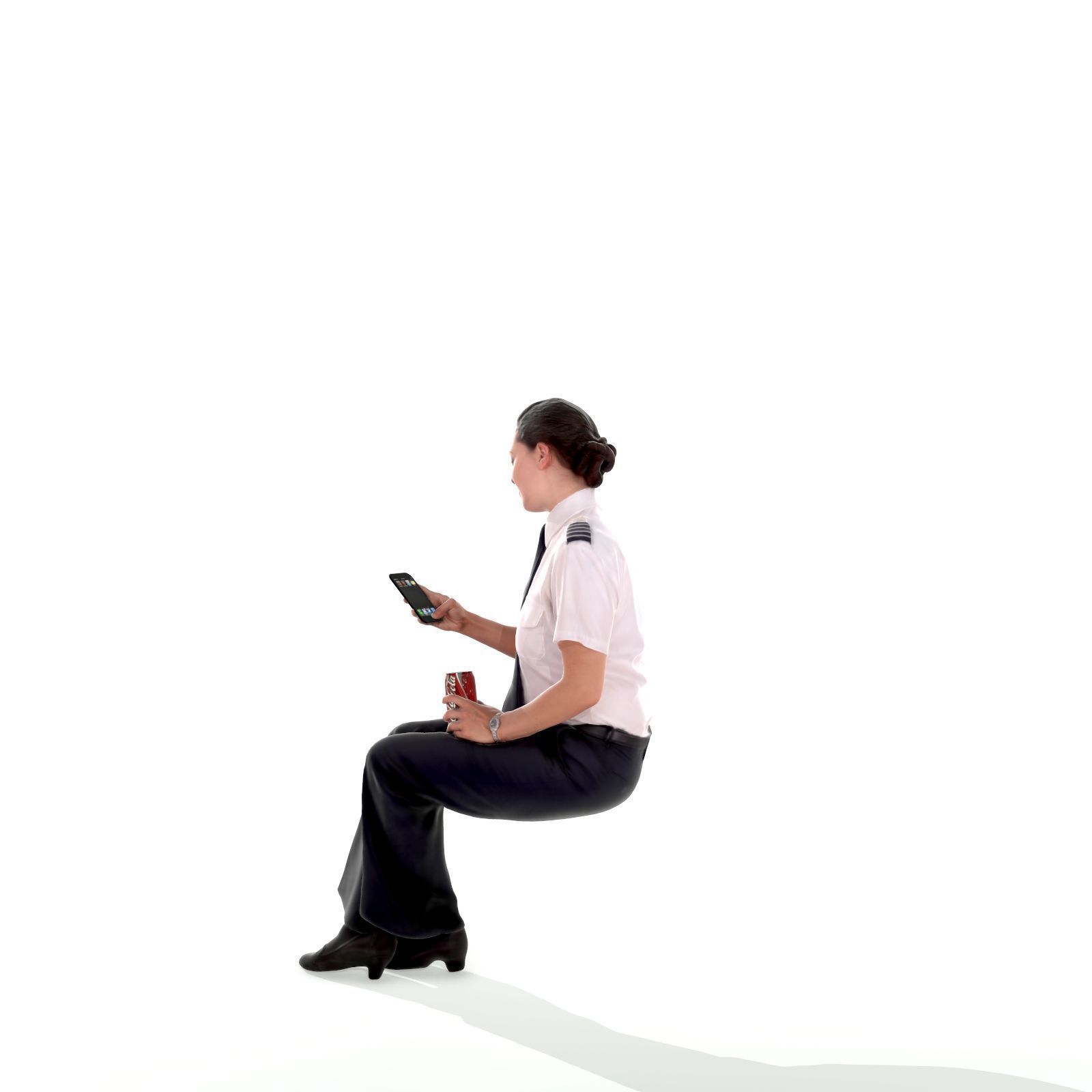 Sitting Woman with Uniform Holding Phone CWom0220-HD2-O02P01-S 3D model_23