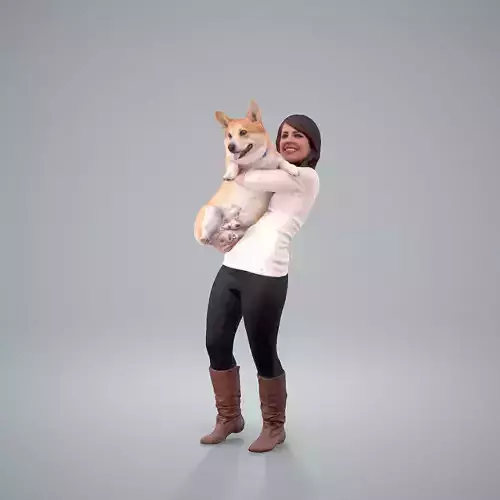 Woman Holding Dog CWom0209-HD2-O01P01-S