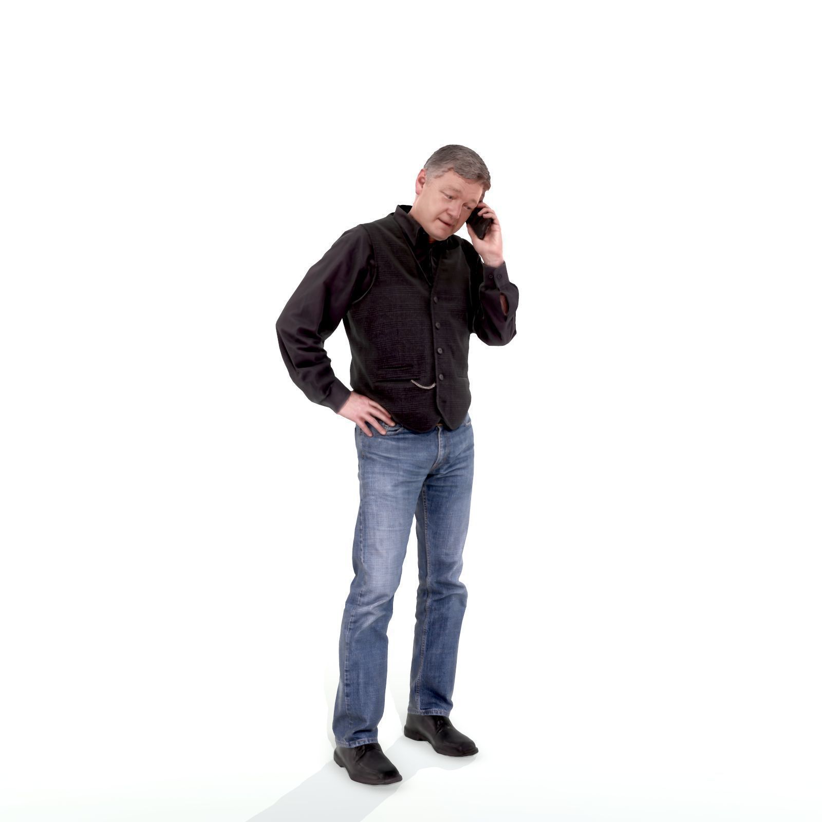 Casual Man Talking on Phone 3D model_5