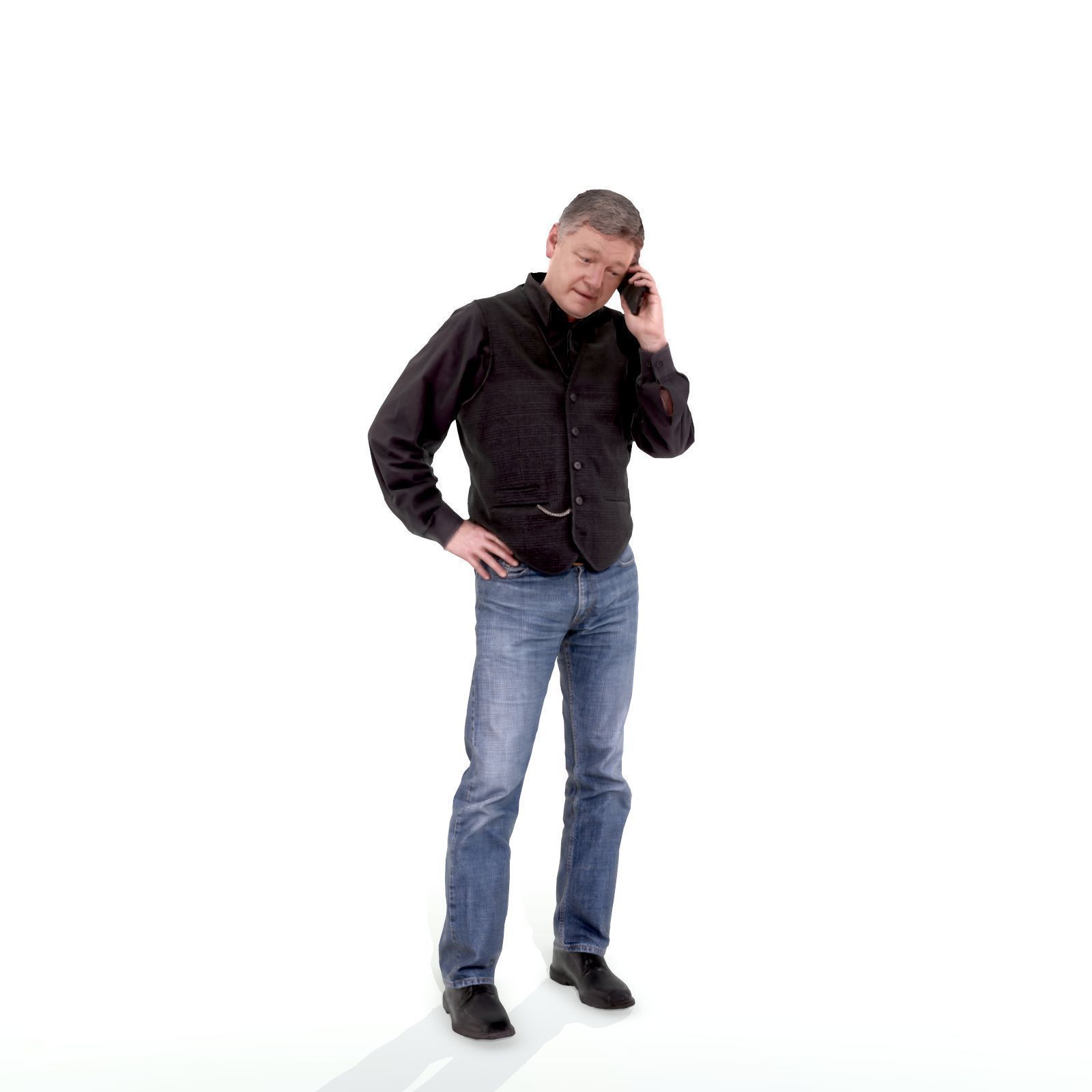 Casual Man Talking on Phone 3D model_4