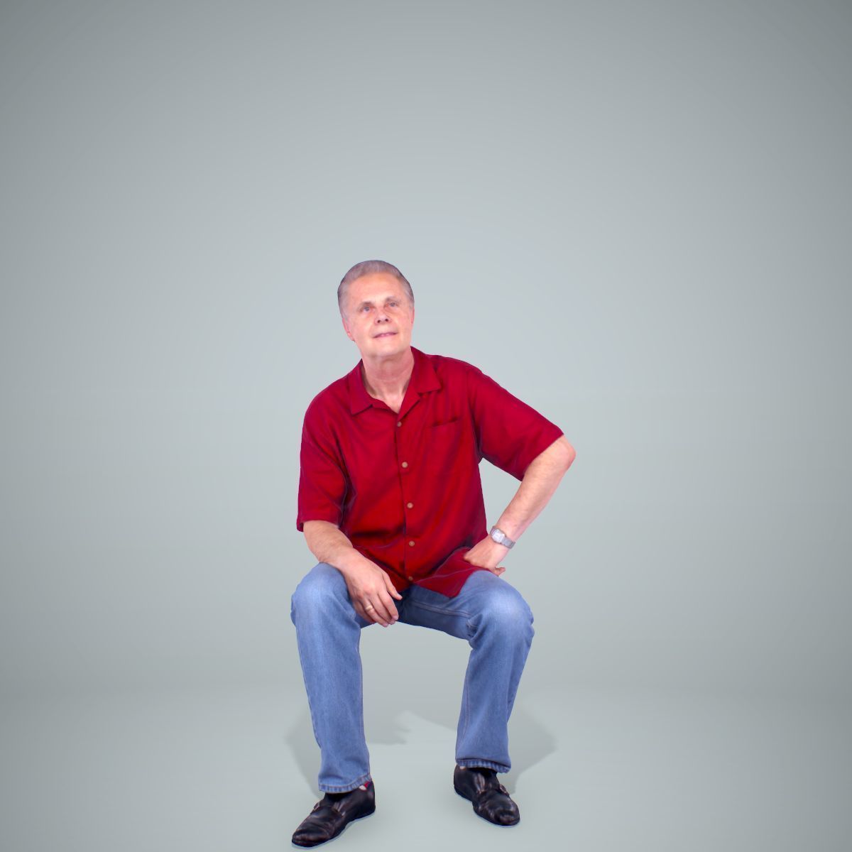 Sitting Man with Red Shirt CMan0220-HD2-O01P01-S 3D model_1