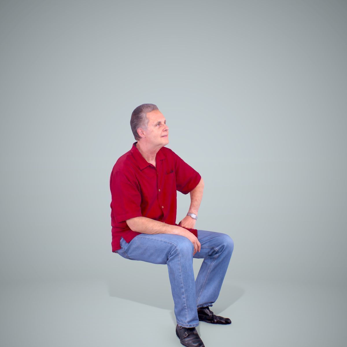 Sitting Man with Red Shirt CMan0220-HD2-O01P01-S 3D model_31