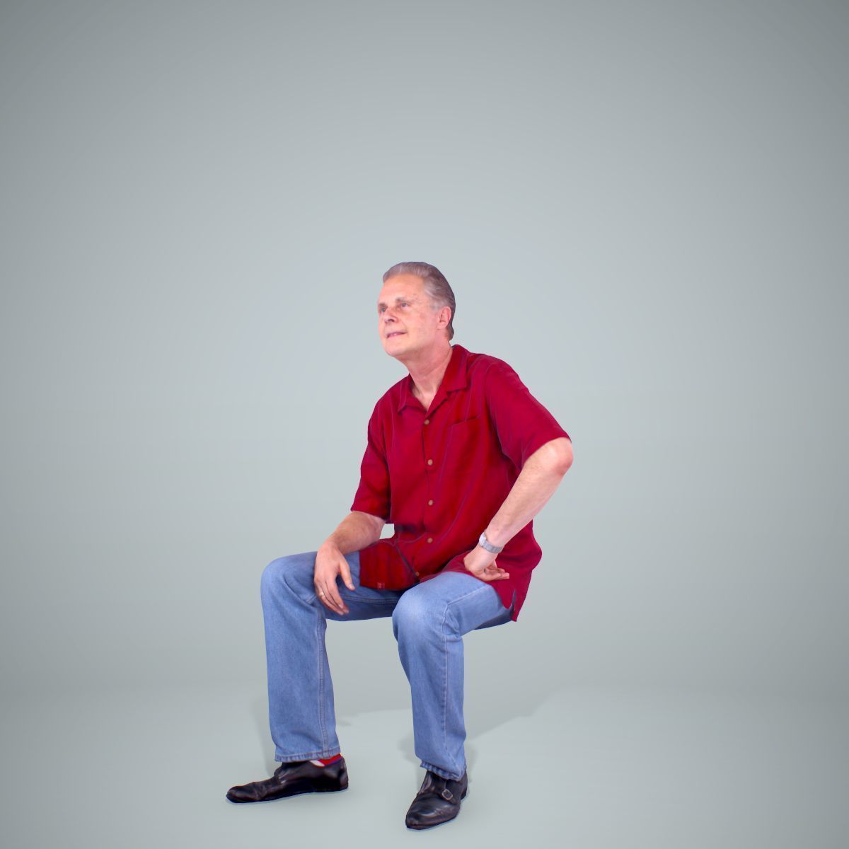 Sitting Man with Red Shirt CMan0220-HD2-O01P01-S 3D model_4