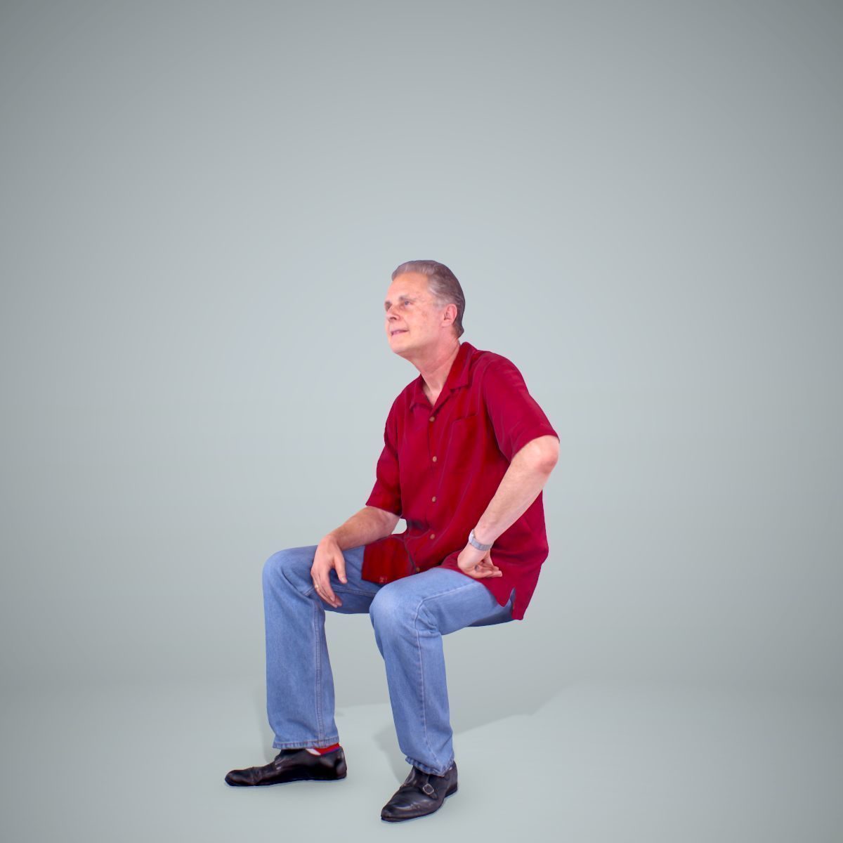 Sitting Man with Red Shirt CMan0220-HD2-O01P01-S 3D model_5