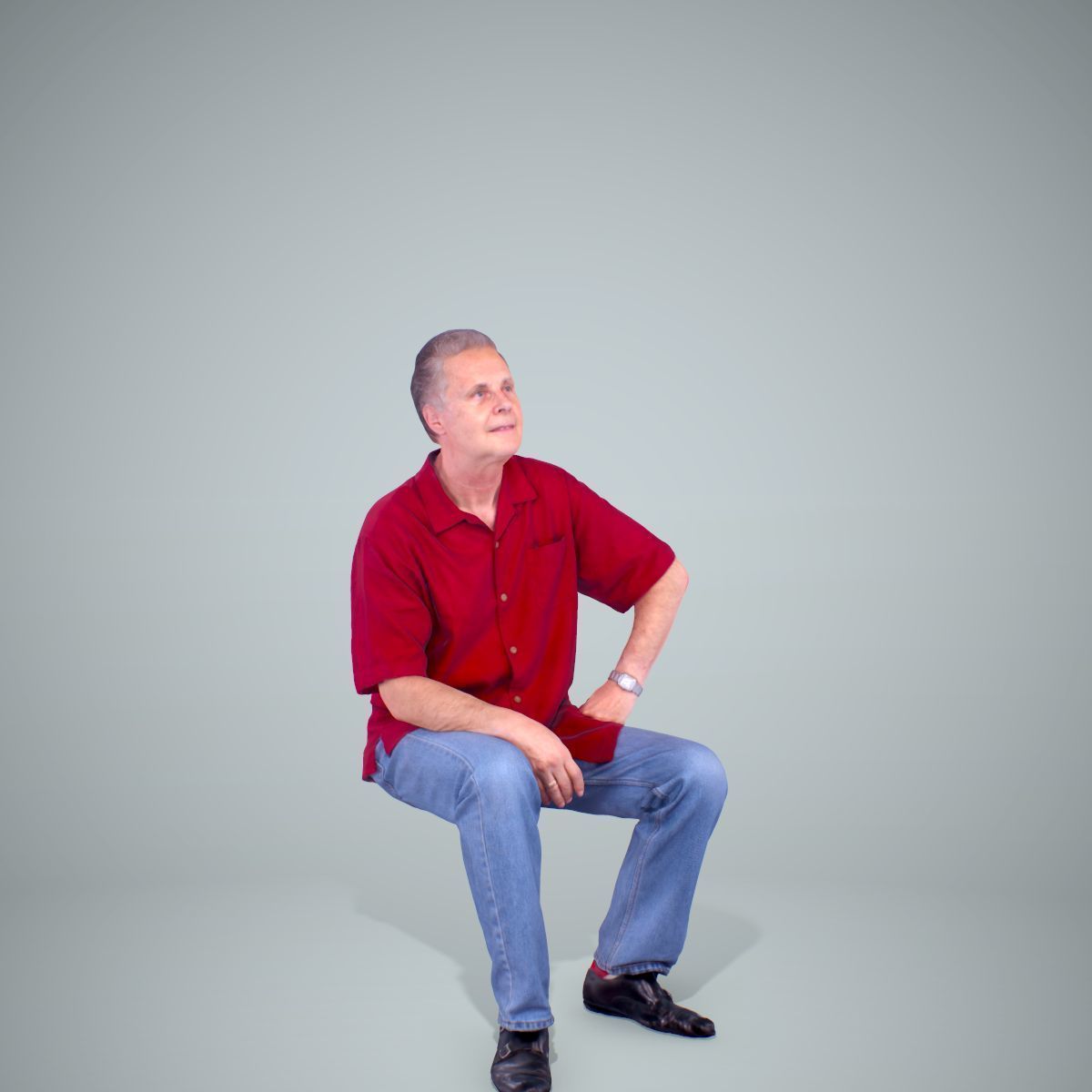 Sitting Man with Red Shirt CMan0220-HD2-O01P01-S 3D model_33