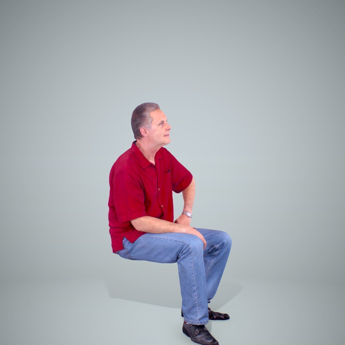 Sitting Man with Red Shirt CMan0220-HD2-O01P01-S 3D model_30