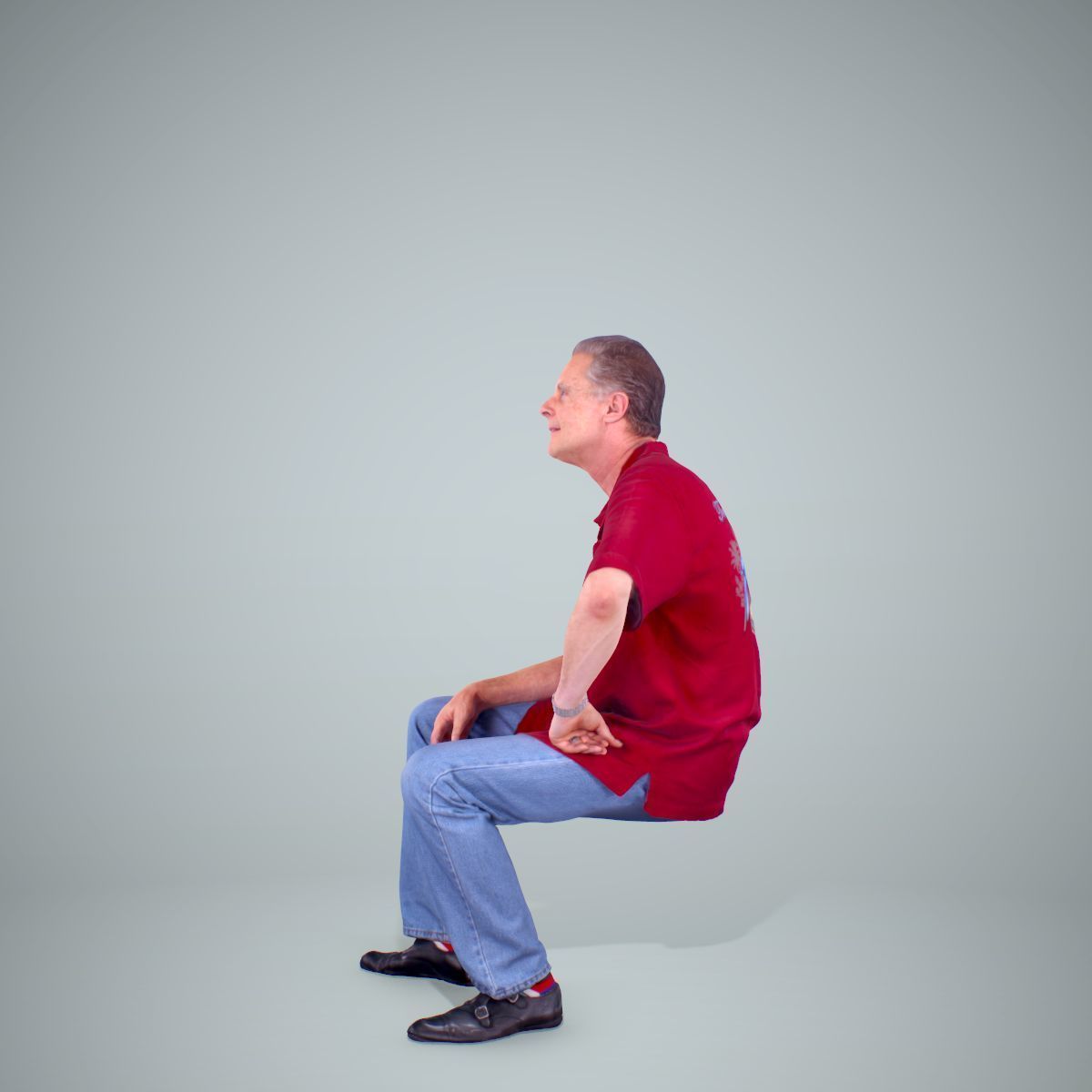 Sitting Man with Red Shirt CMan0220-HD2-O01P01-S 3D model_9