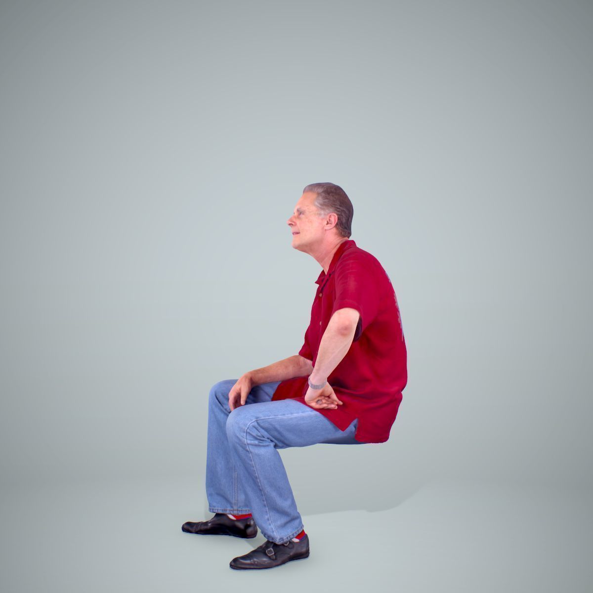 Sitting Man with Red Shirt CMan0220-HD2-O01P01-S 3D model_8