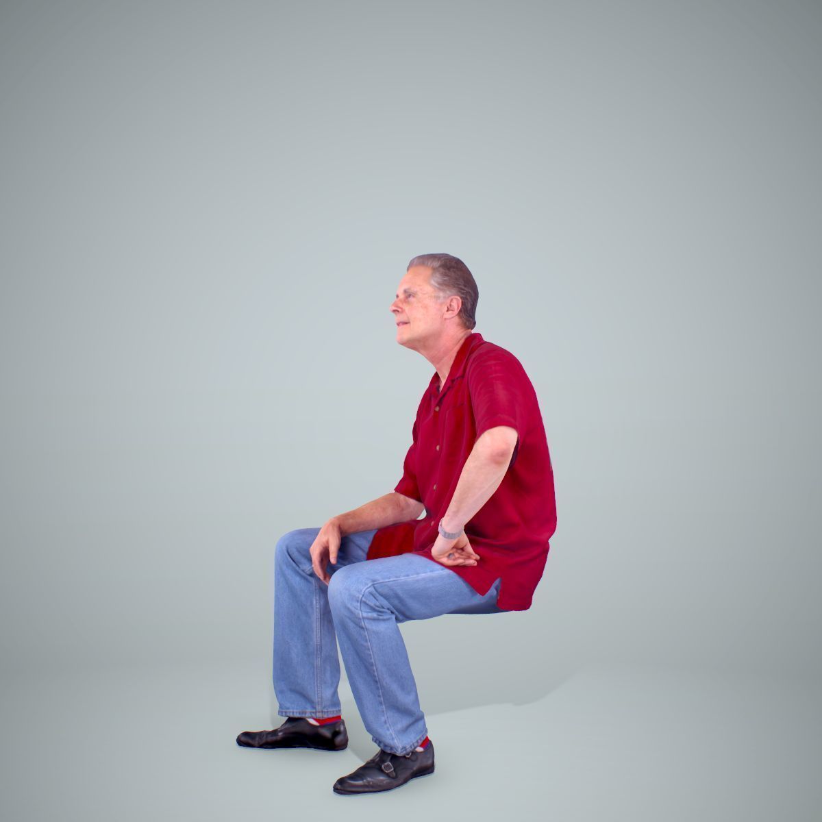 Sitting Man with Red Shirt CMan0220-HD2-O01P01-S 3D model_7