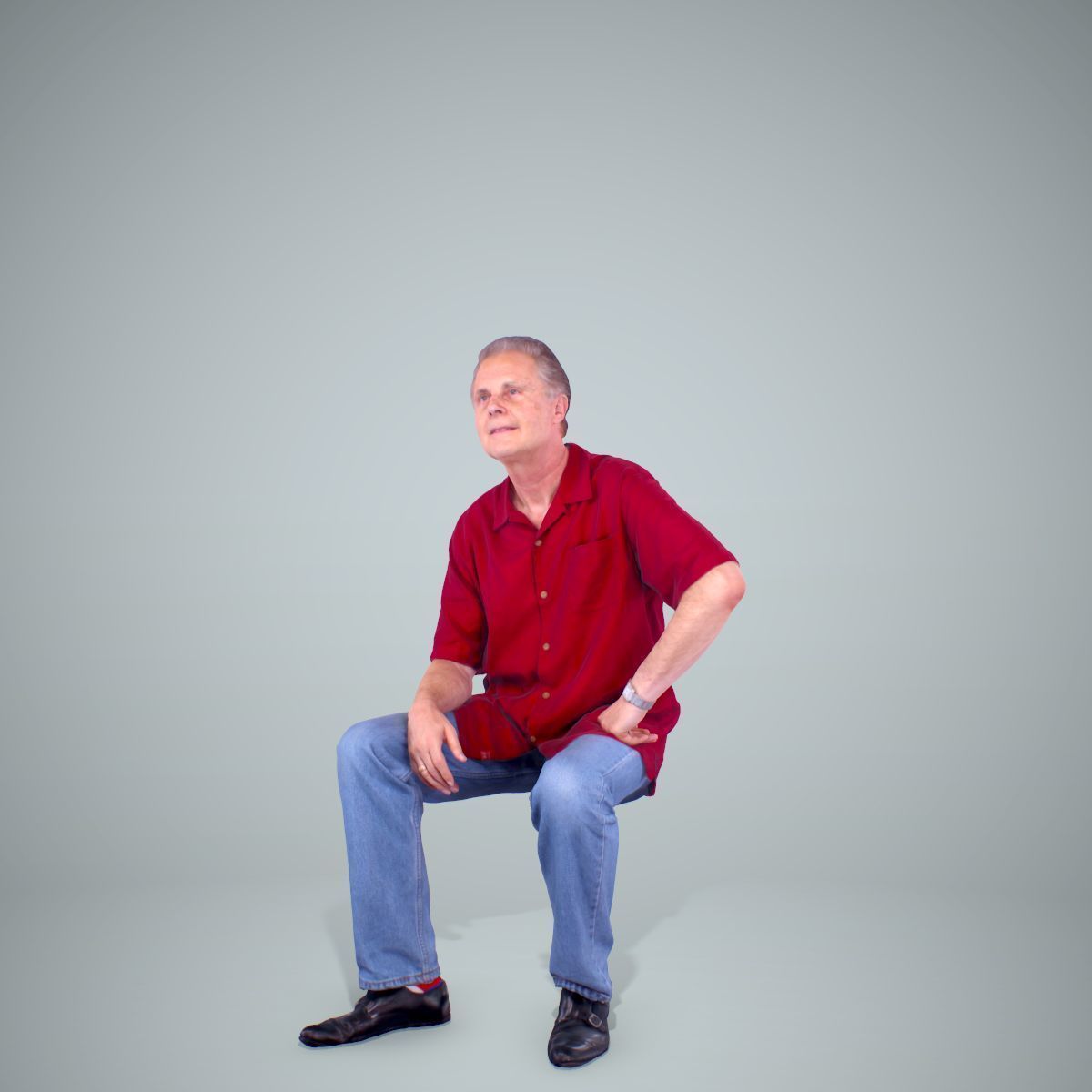 Sitting Man with Red Shirt CMan0220-HD2-O01P01-S 3D model_3