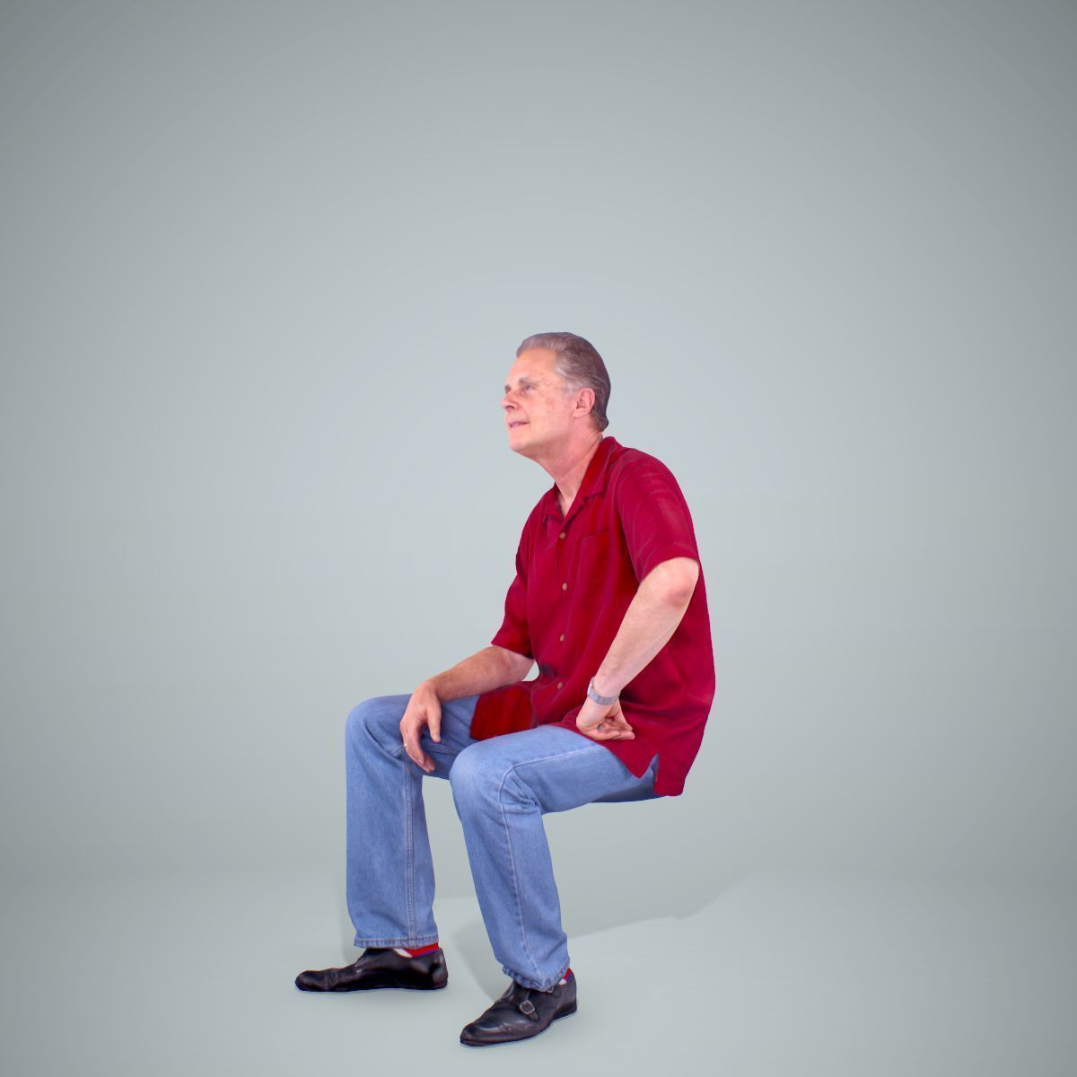 Sitting Man with Red Shirt CMan0220-HD2-O01P01-S 3D model_6