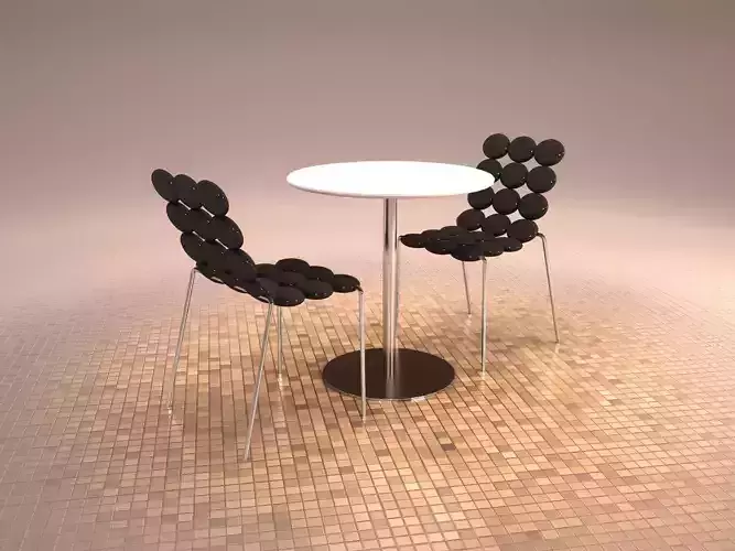 MODERN CAFETERIA TABLE  CHAIRS RESTAURANT  3D model