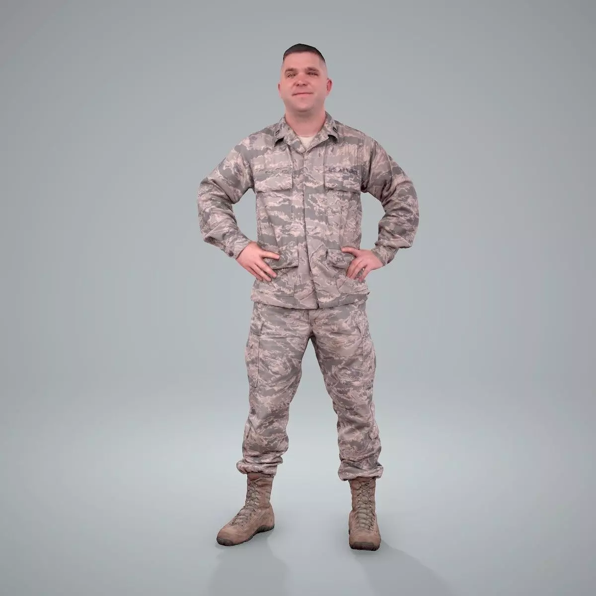 Smiling Standing Wearing Army Clothing CMan0211-HD2-O01P01-S 3D model_0