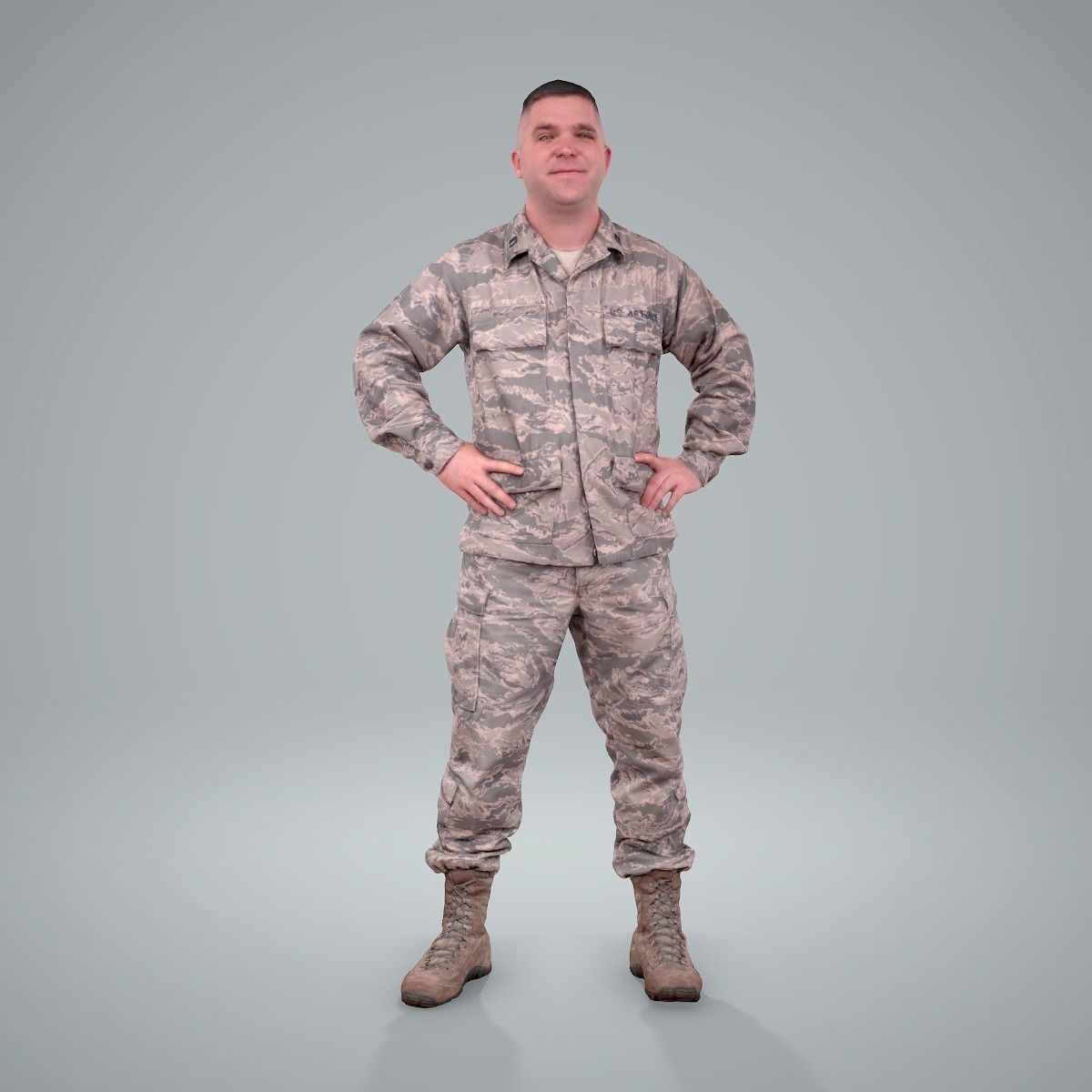 Smiling Standing Wearing Army Clothing CMan0211-HD2-O01P01-S 3D model_1