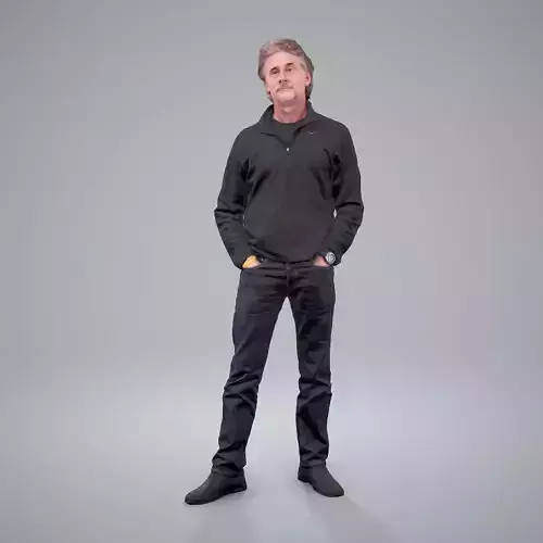 Man Standing Wearing Dark Clothes CMan0210-HD2-O01P01-S