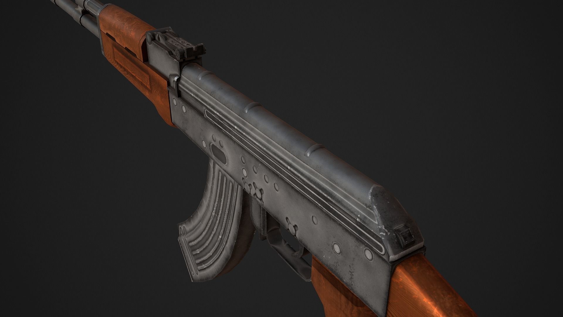 AK 47 Low Poly Low-poly 3D model_6