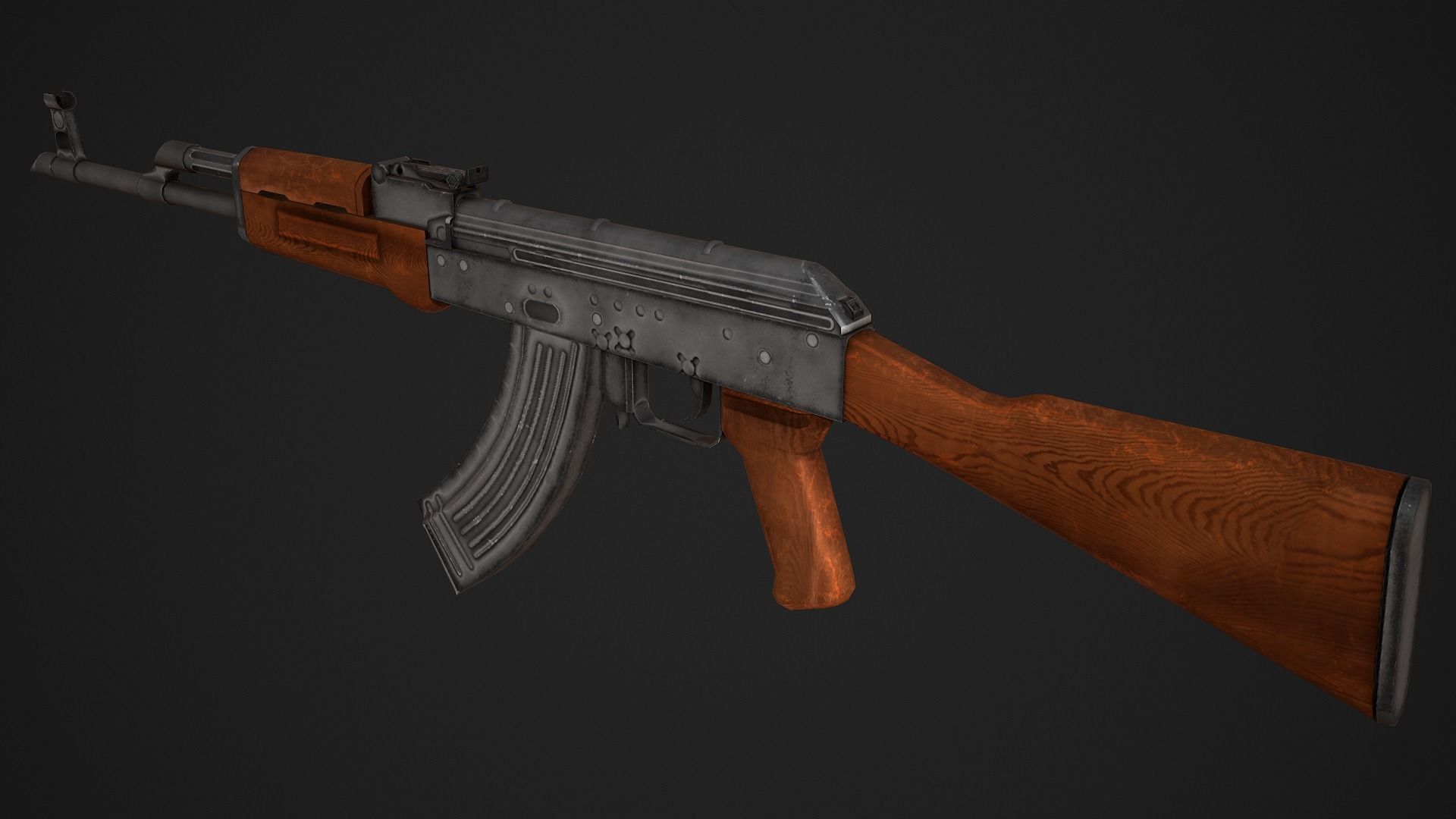 AK 47 Low Poly Low-poly 3D model_3