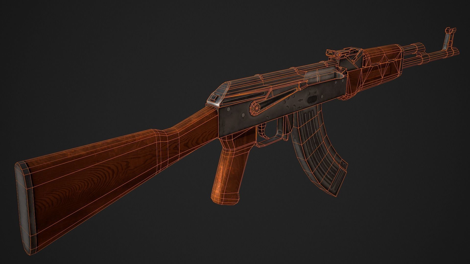 AK 47 Low Poly Low-poly 3D model_8