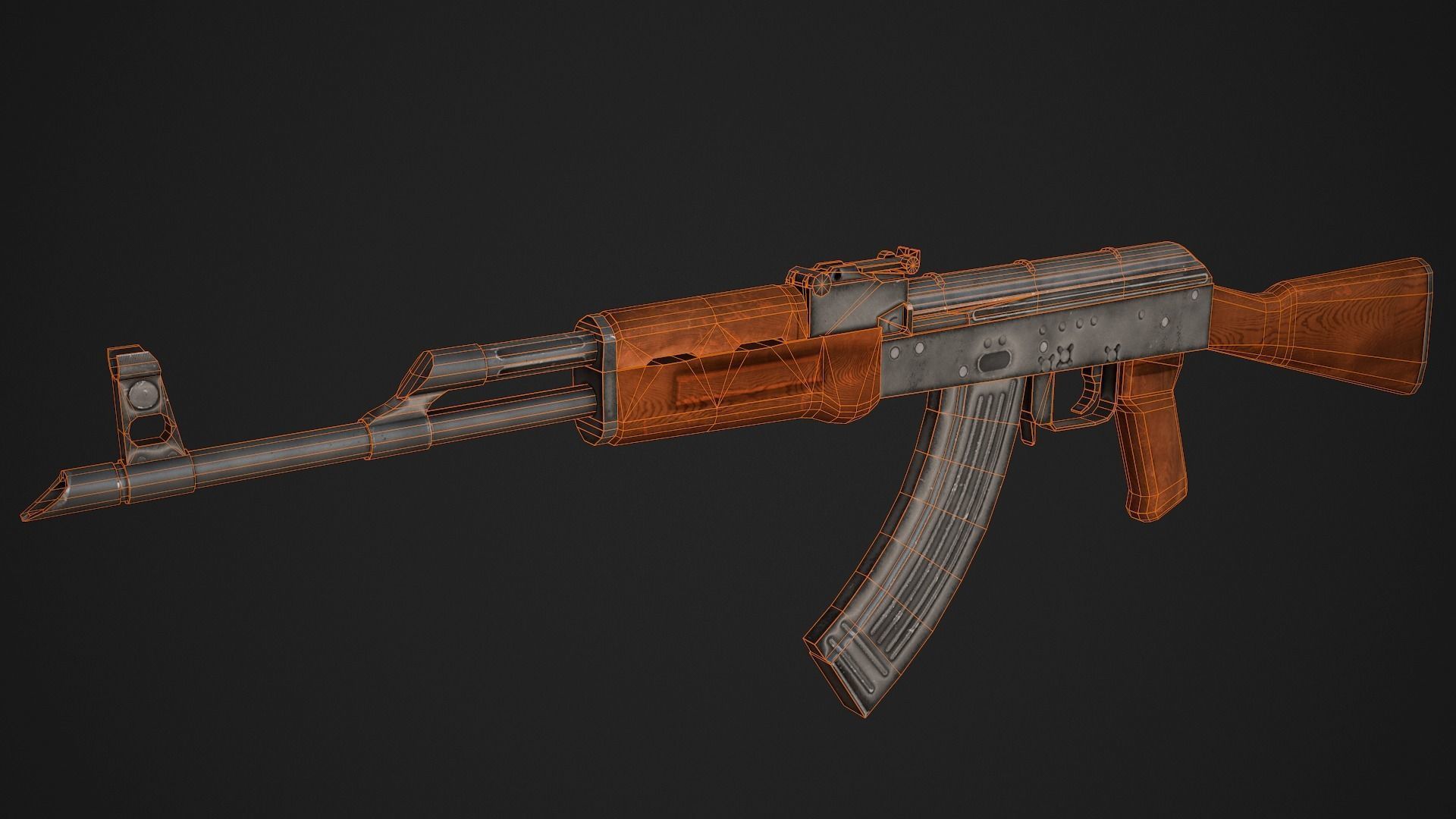 AK 47 Low Poly Low-poly 3D model_7