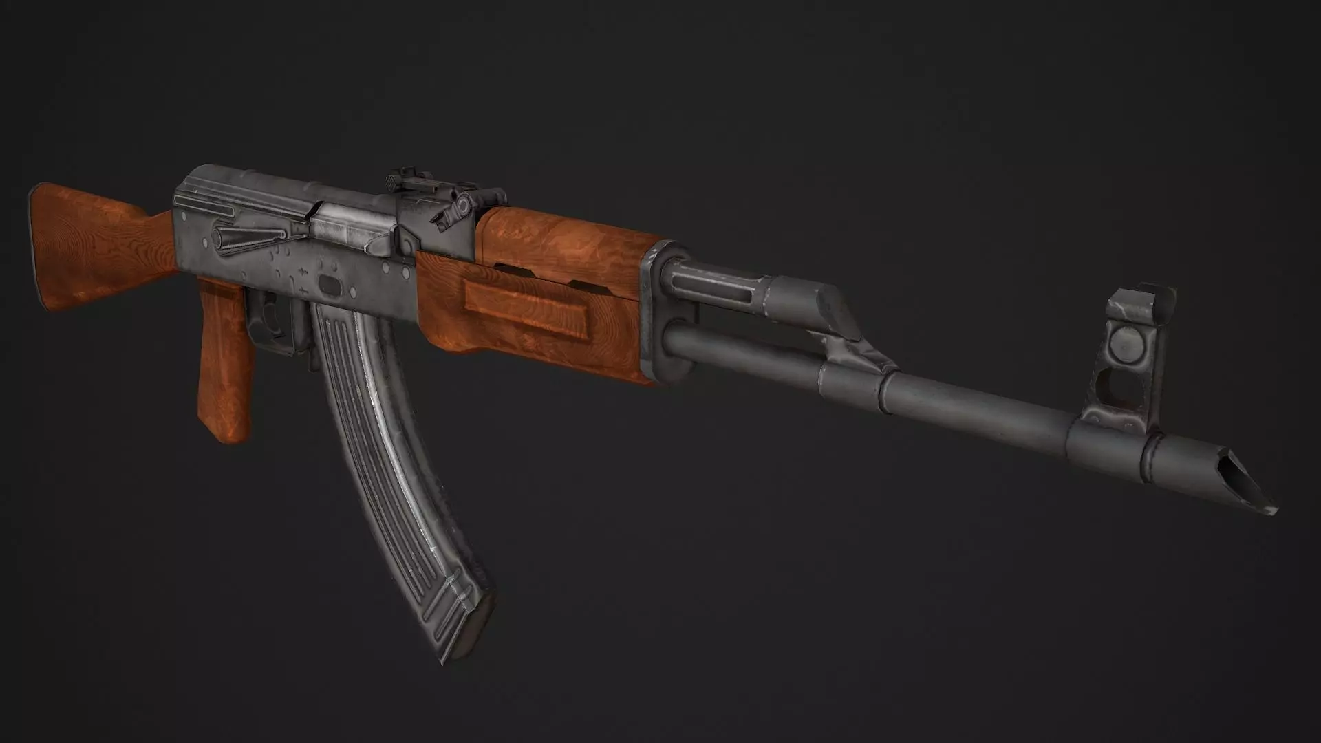 AK 47 Low Poly Low-poly 3D model_0