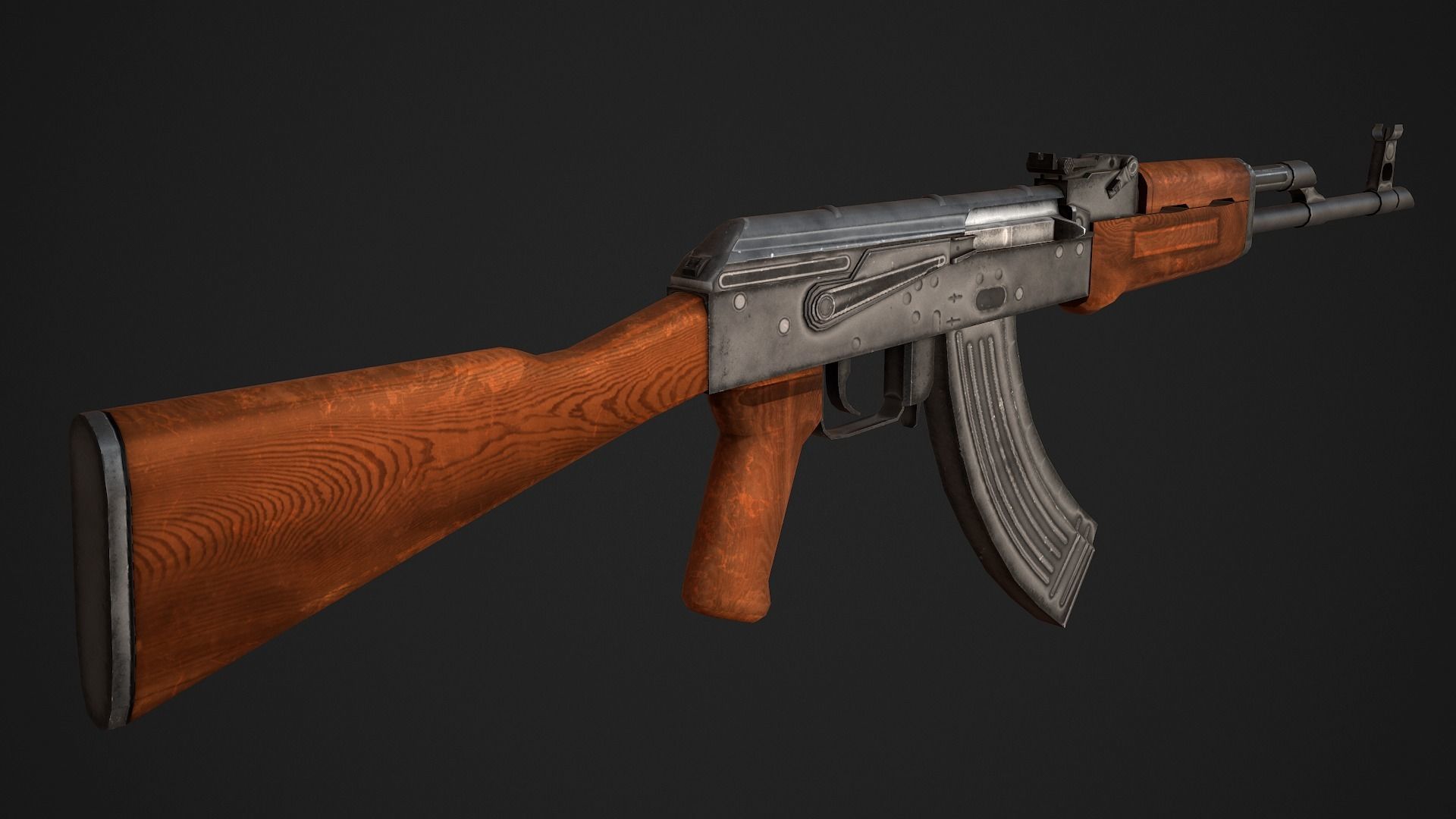 AK 47 Low Poly Low-poly 3D model_2