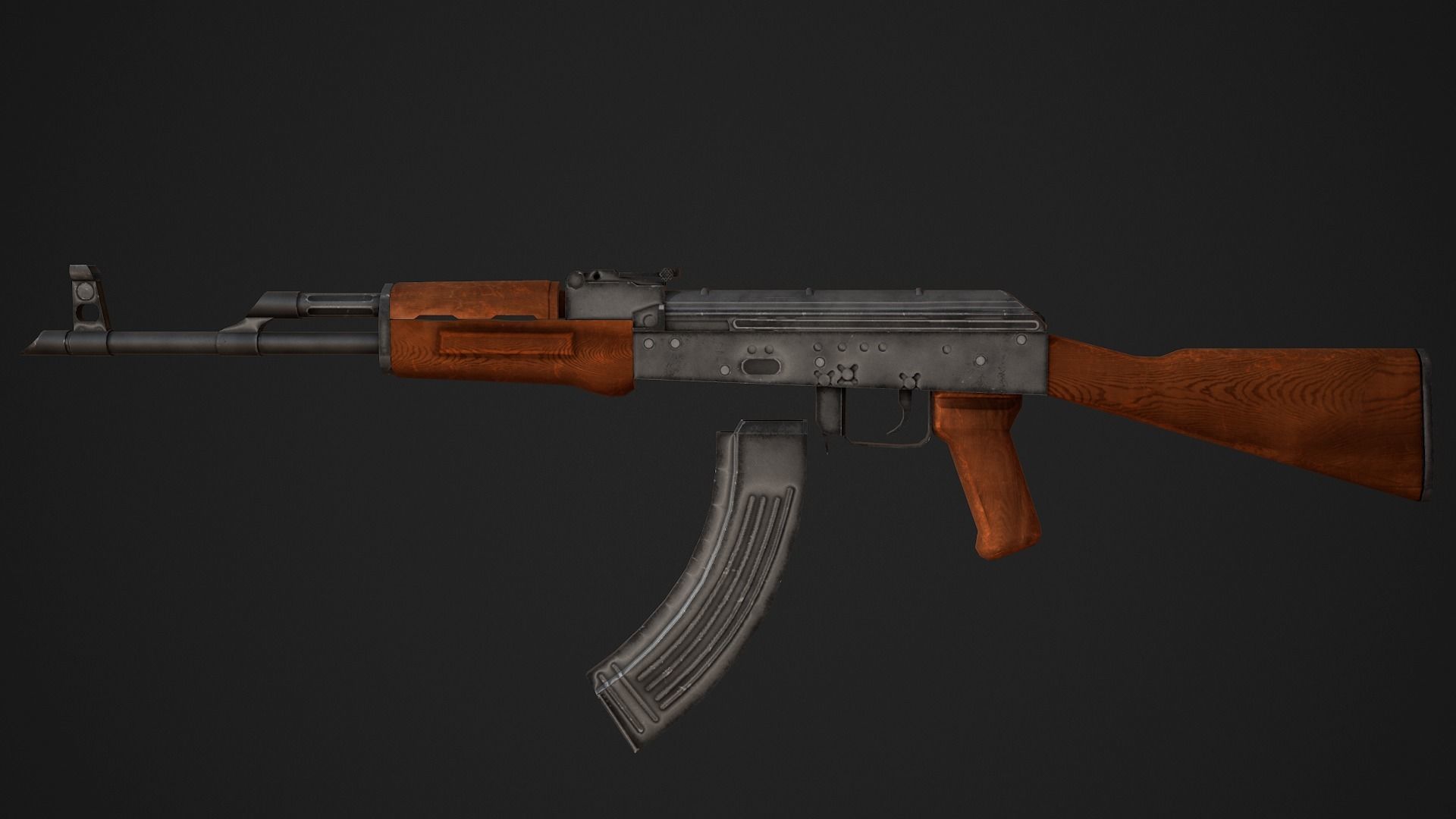 AK 47 Low Poly Low-poly 3D model_5