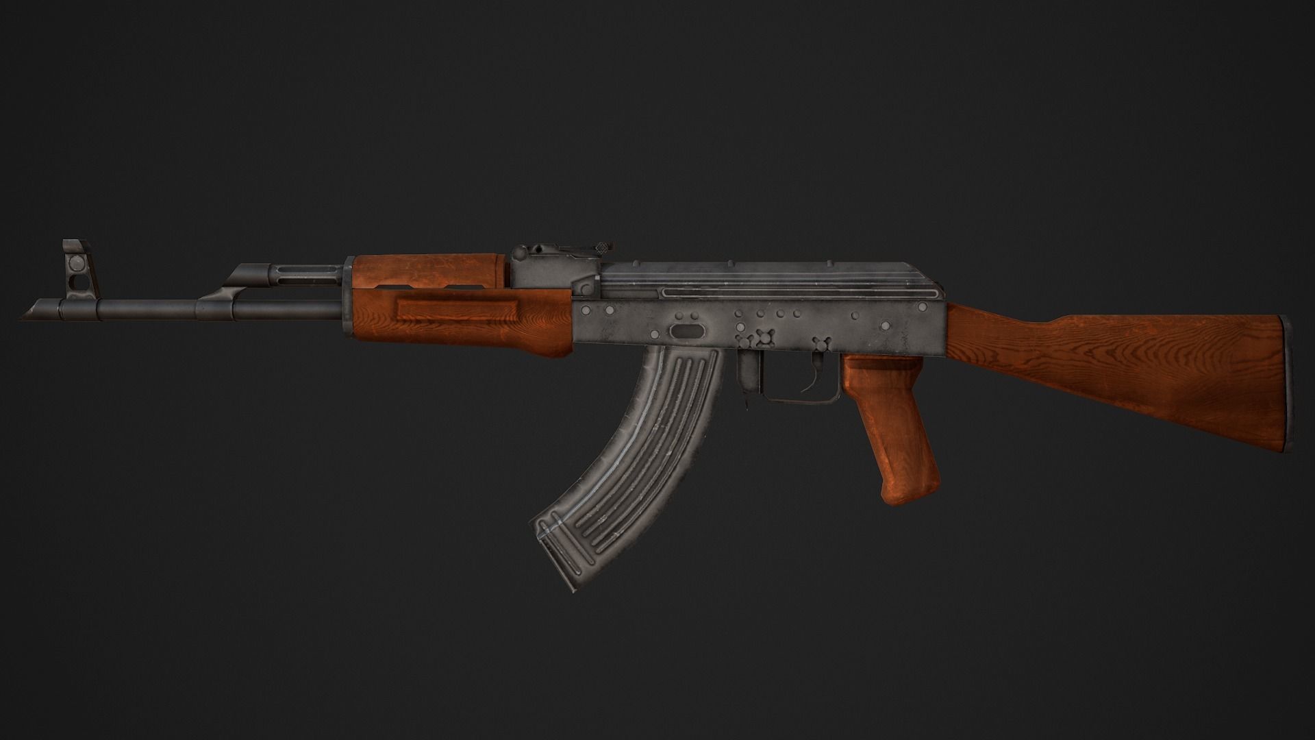 AK 47 Low Poly Low-poly 3D model_4