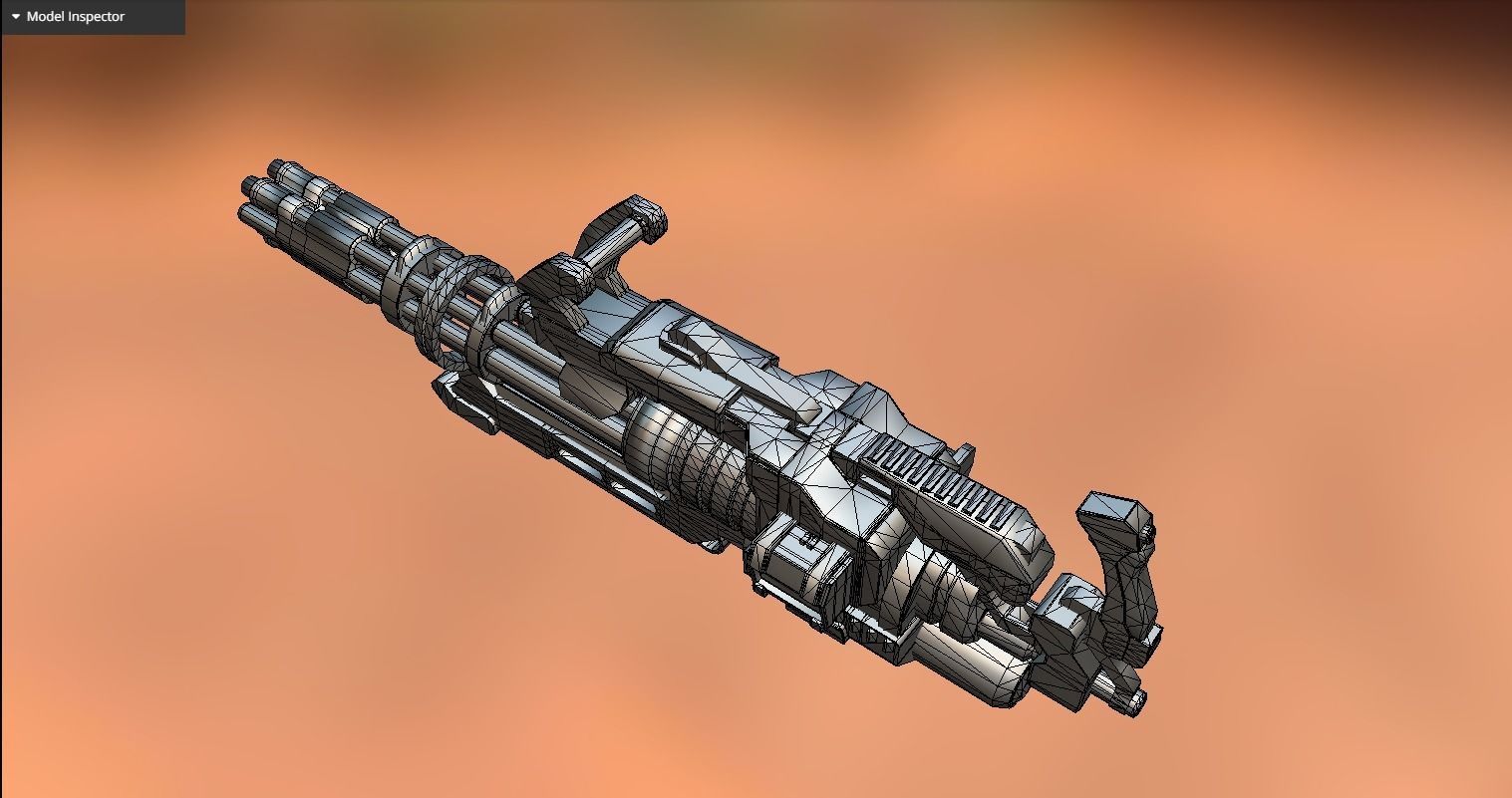 Futuristic Minigun Low-poly 3D model_9