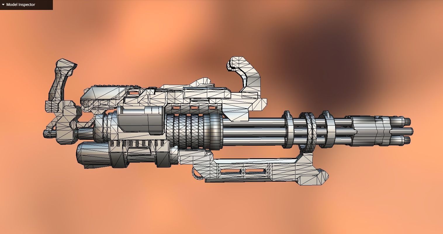 Futuristic Minigun Low-poly 3D model_8