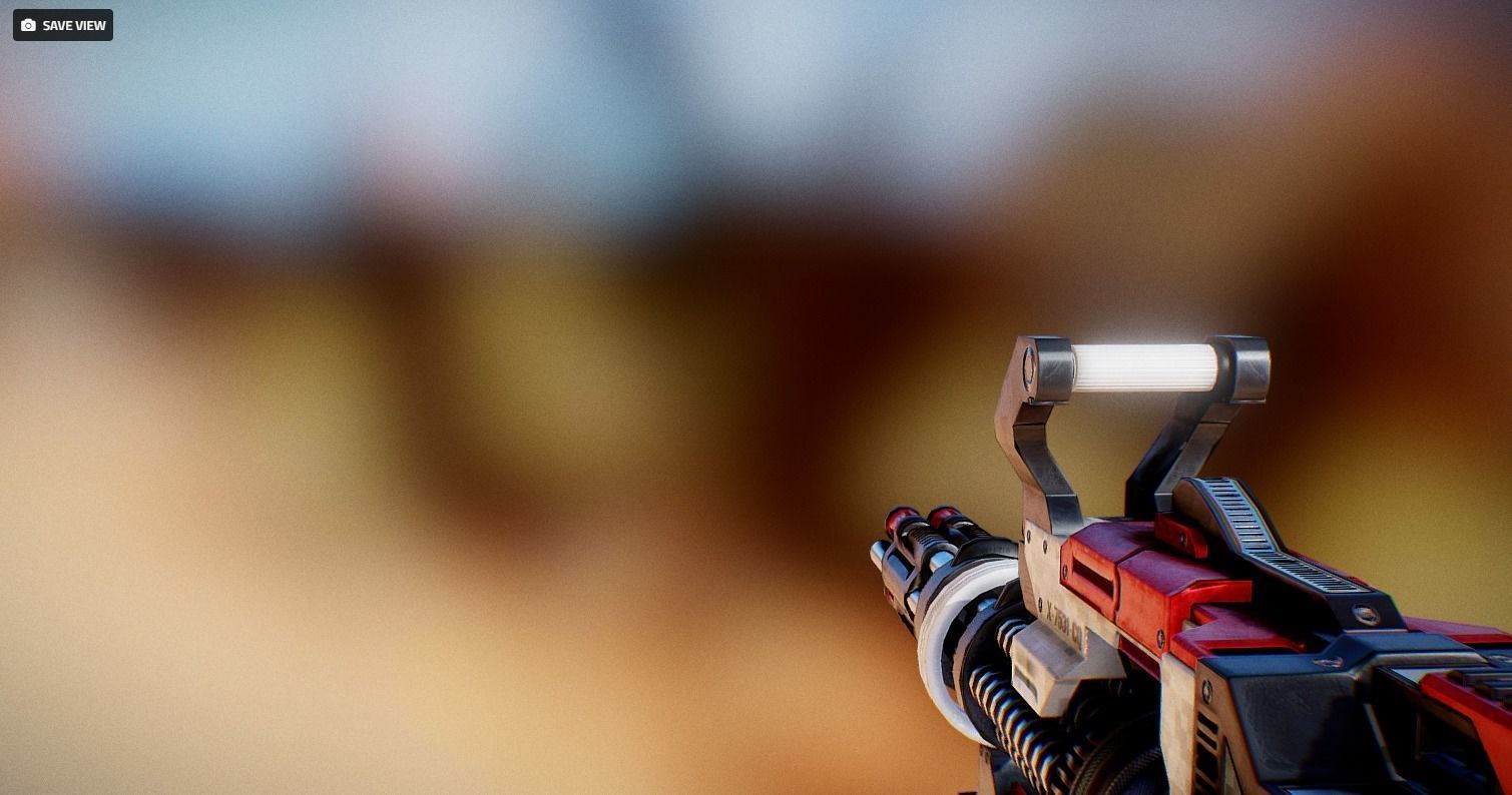 Futuristic Minigun Low-poly 3D model_6