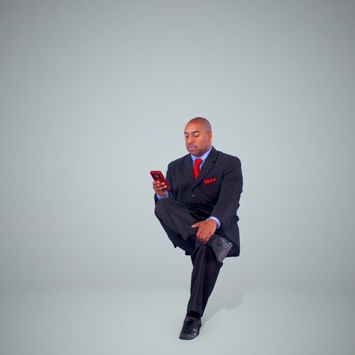 Sitting Business Man with Phone BMan0201-HD2-O04P04-S 3D model