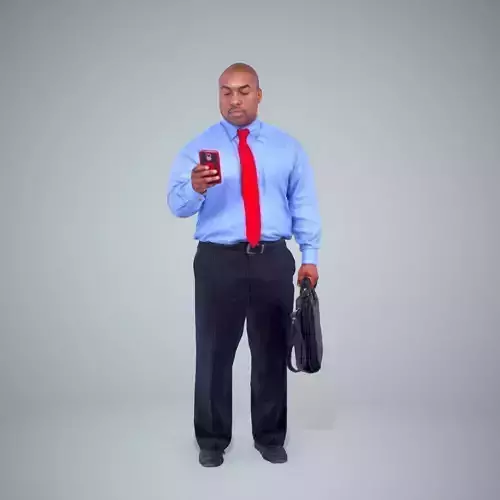 Business Man with Phone and Suitcase BMan0201-HD2-O01P01-S 3D model