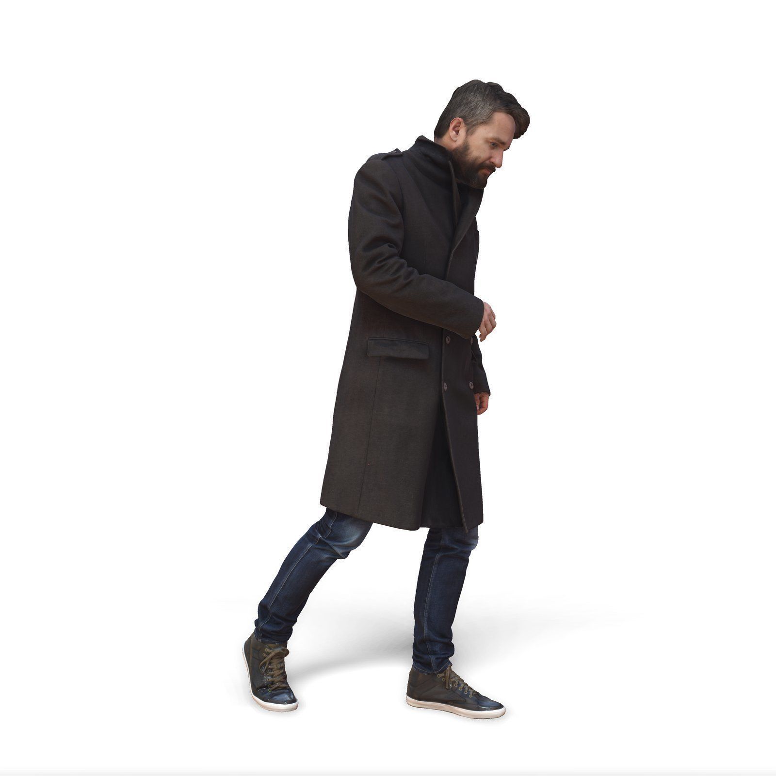 Walking Man with Coat CMan0343-HD2-O02P01-S 3D model_7