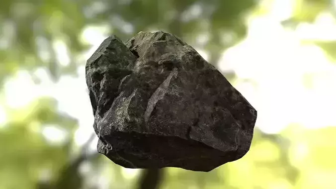 Rock low poly 3D model flying in air Low-poly 3D model