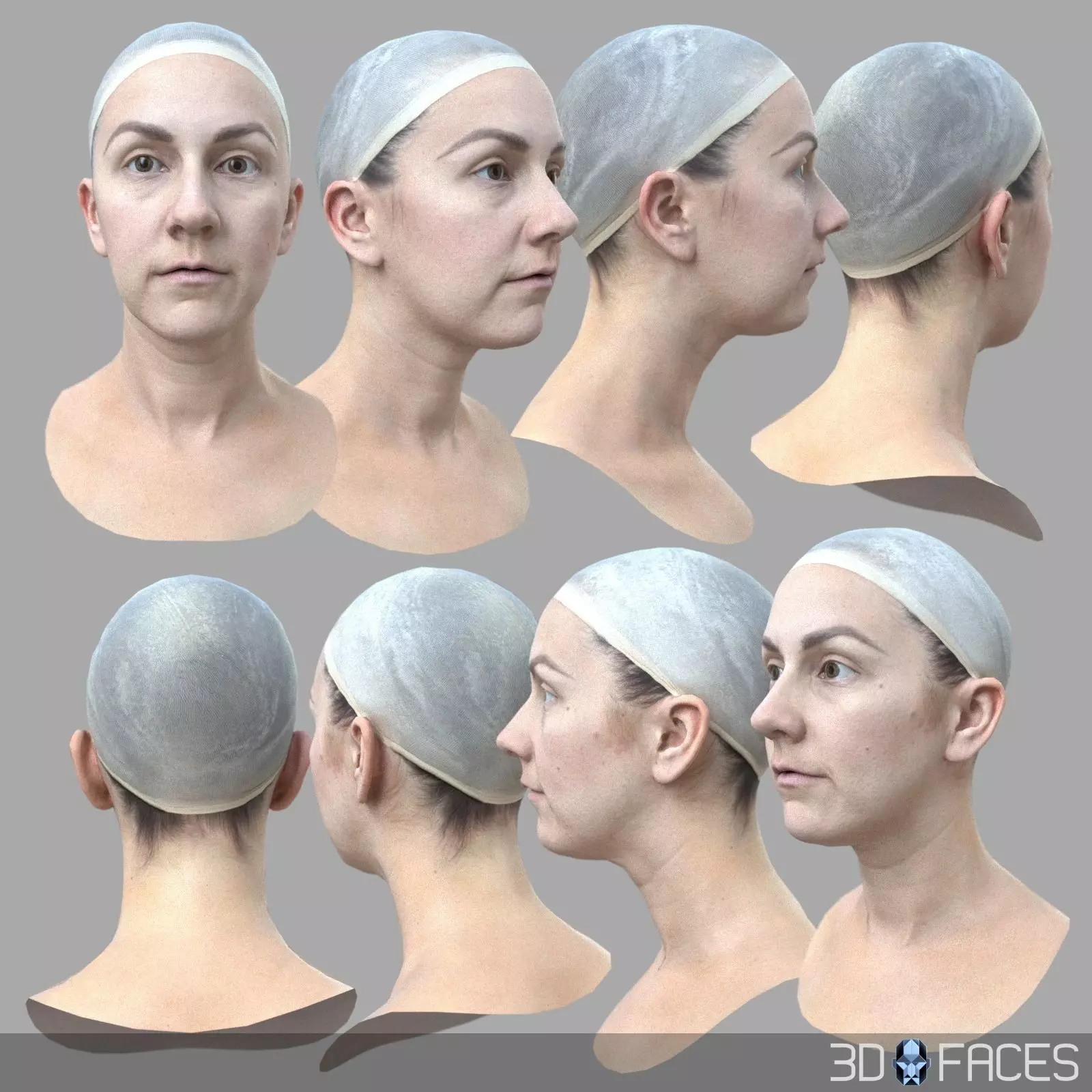 AAA Quality Realistic Female Head Scan Low-poly 3D model