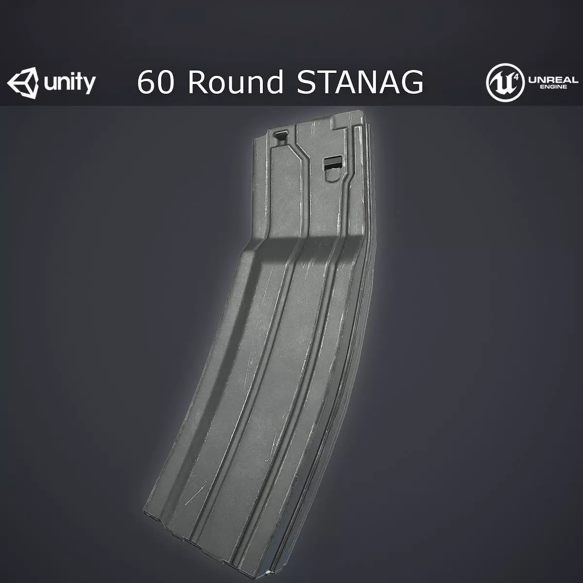 Sixty Round STANAG Magazine Low-poly 3D model_0
